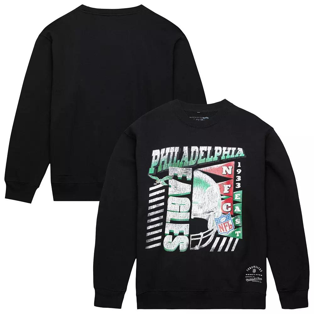 Men's Mitchell & Ness  Black Philadelphia Eagles Easy Cool Pullover Sweatshirt, Size: Small Product Image