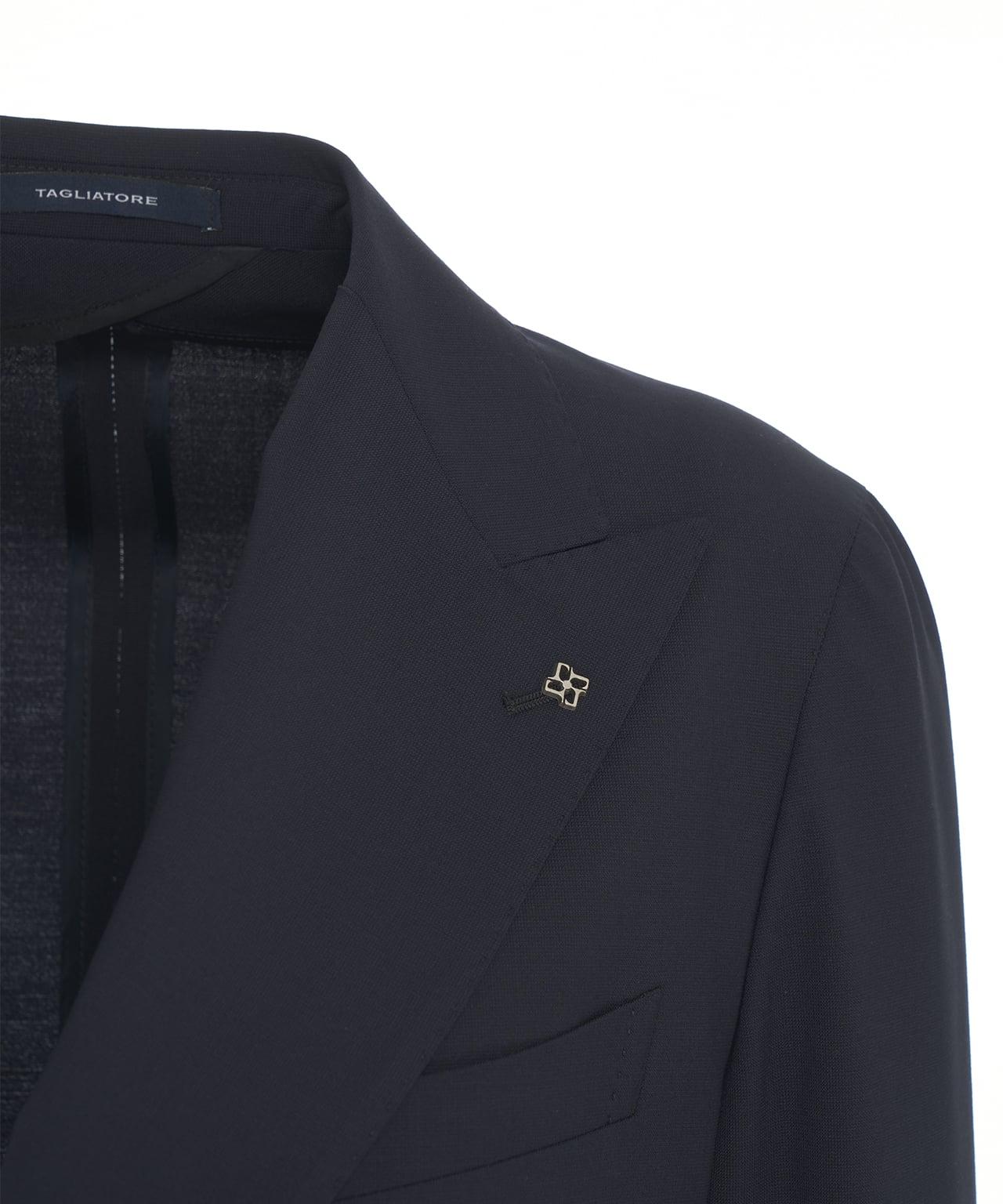 Double-breasted suit in virgin wool Product Image