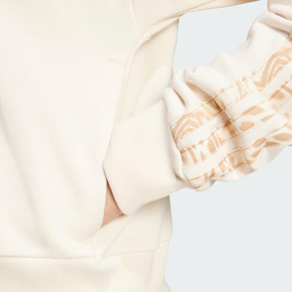 adidas Essentials Seasonals Animal French Terry Full-Zip Hoodie Wonder White XL Womens Product Image