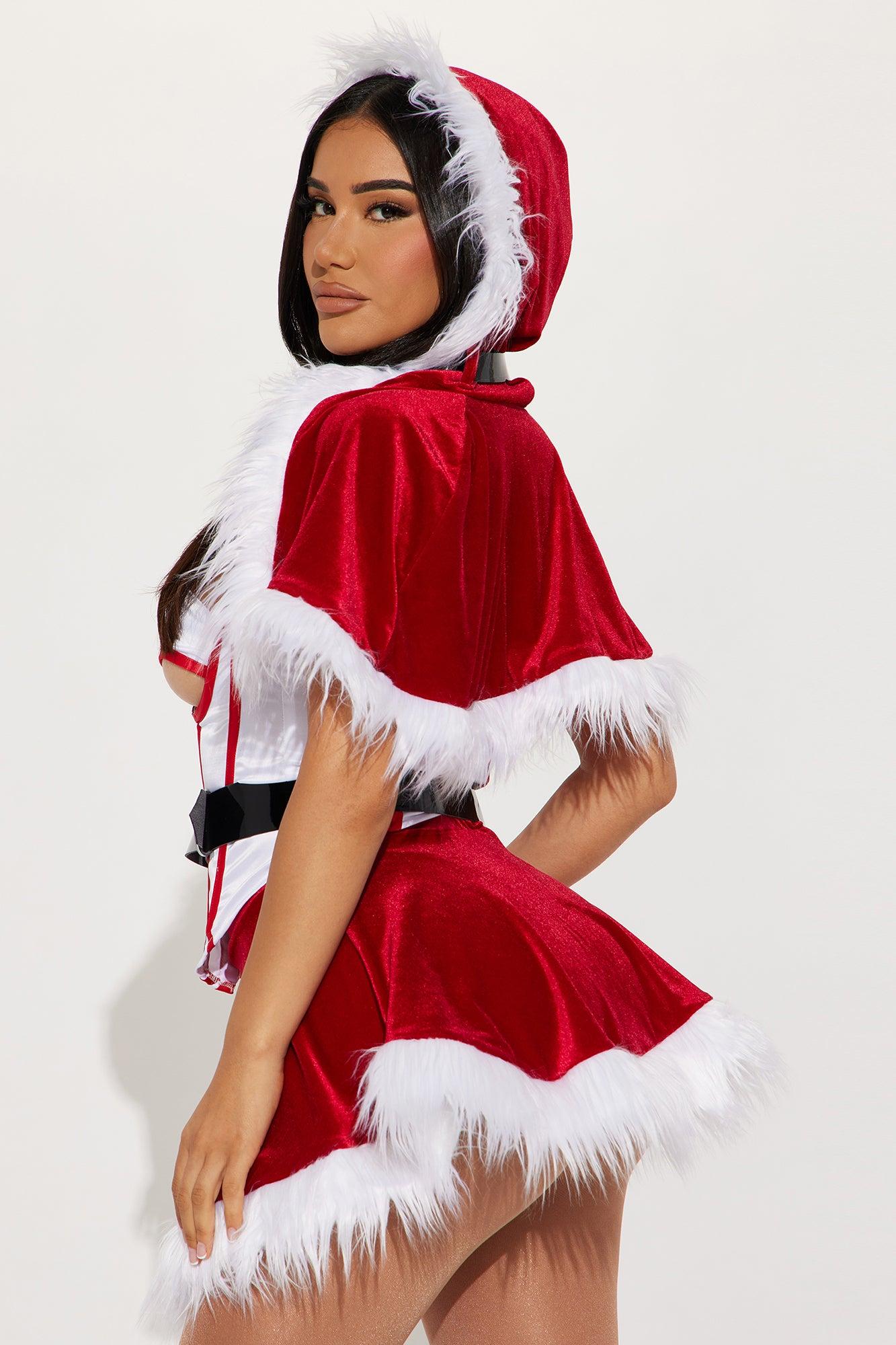Santa's Mistress 4 Piece Costume Set - Red/White Product Image