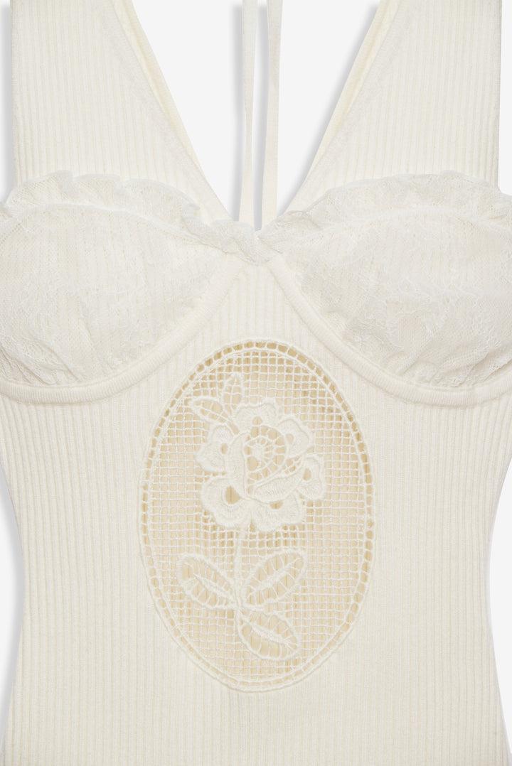 Lyon Knit Mini Dress — White Product Image