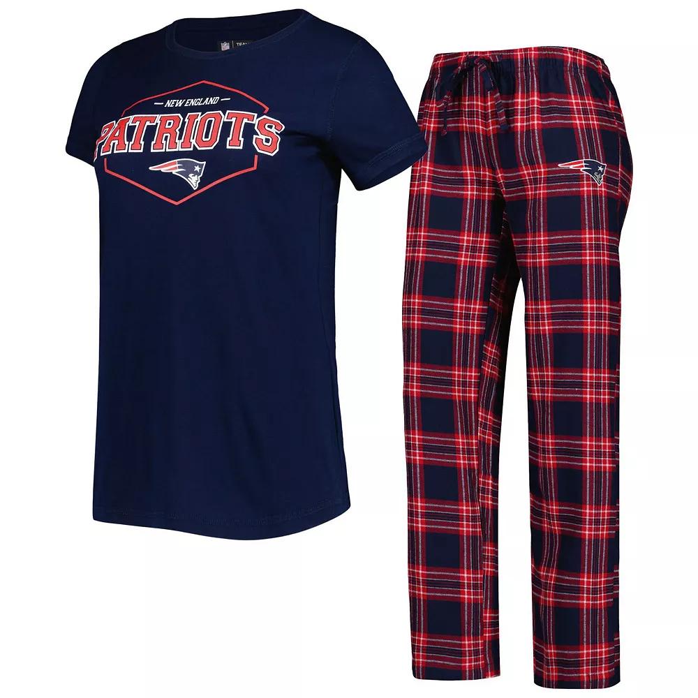 Women's Concepts Sport Navy/Red New England Patriots Plus Size Badge T-Shirt & Pants Sleep Set, Size: 1XL, Blue Product Image