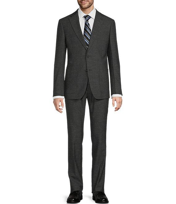 Hickey Freeman Modern Fit Flat Front Solid Linen Wool Blend 2-Piece Suit Product Image