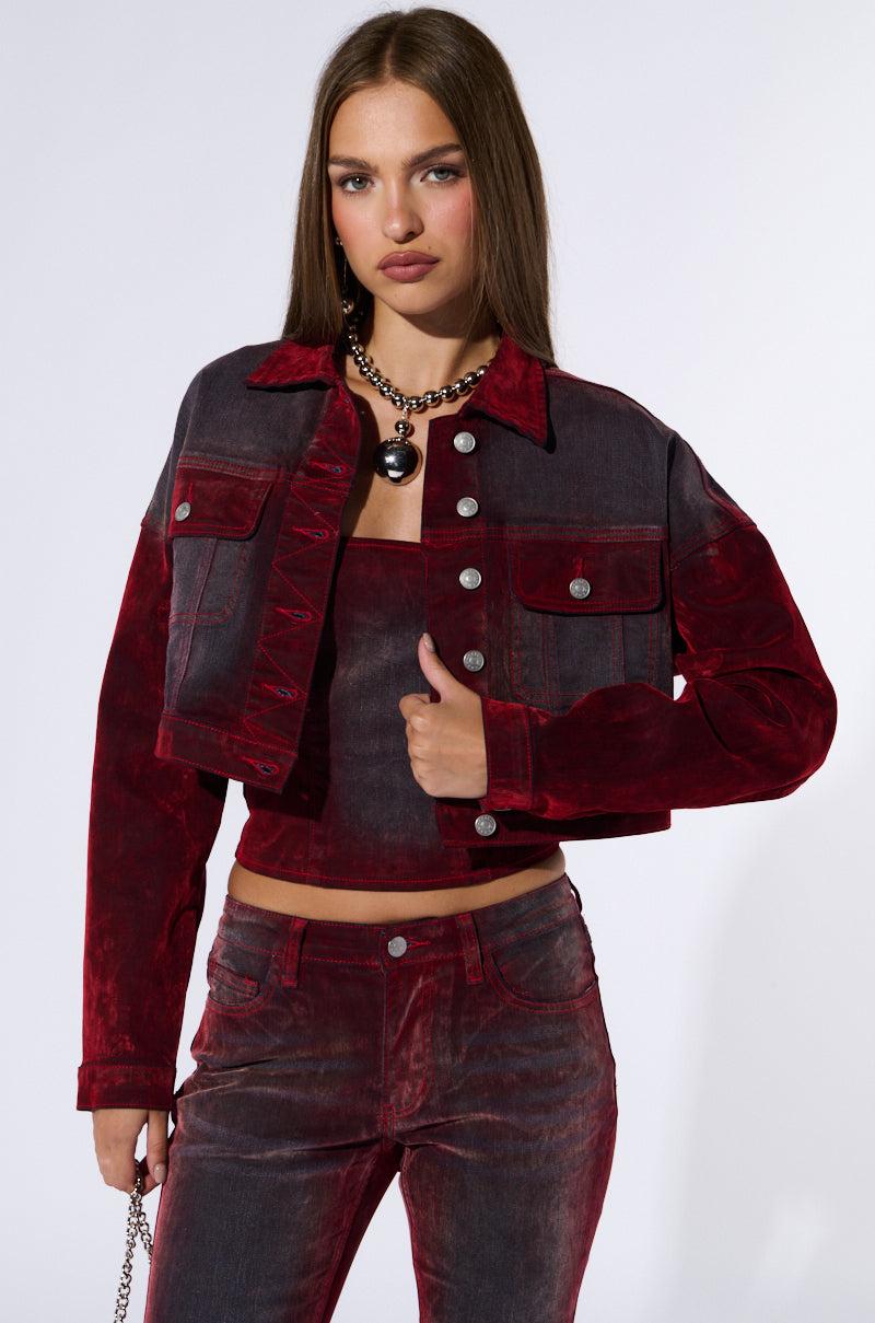SUNNY VELVET EFFECT DENIM JACKET Product Image