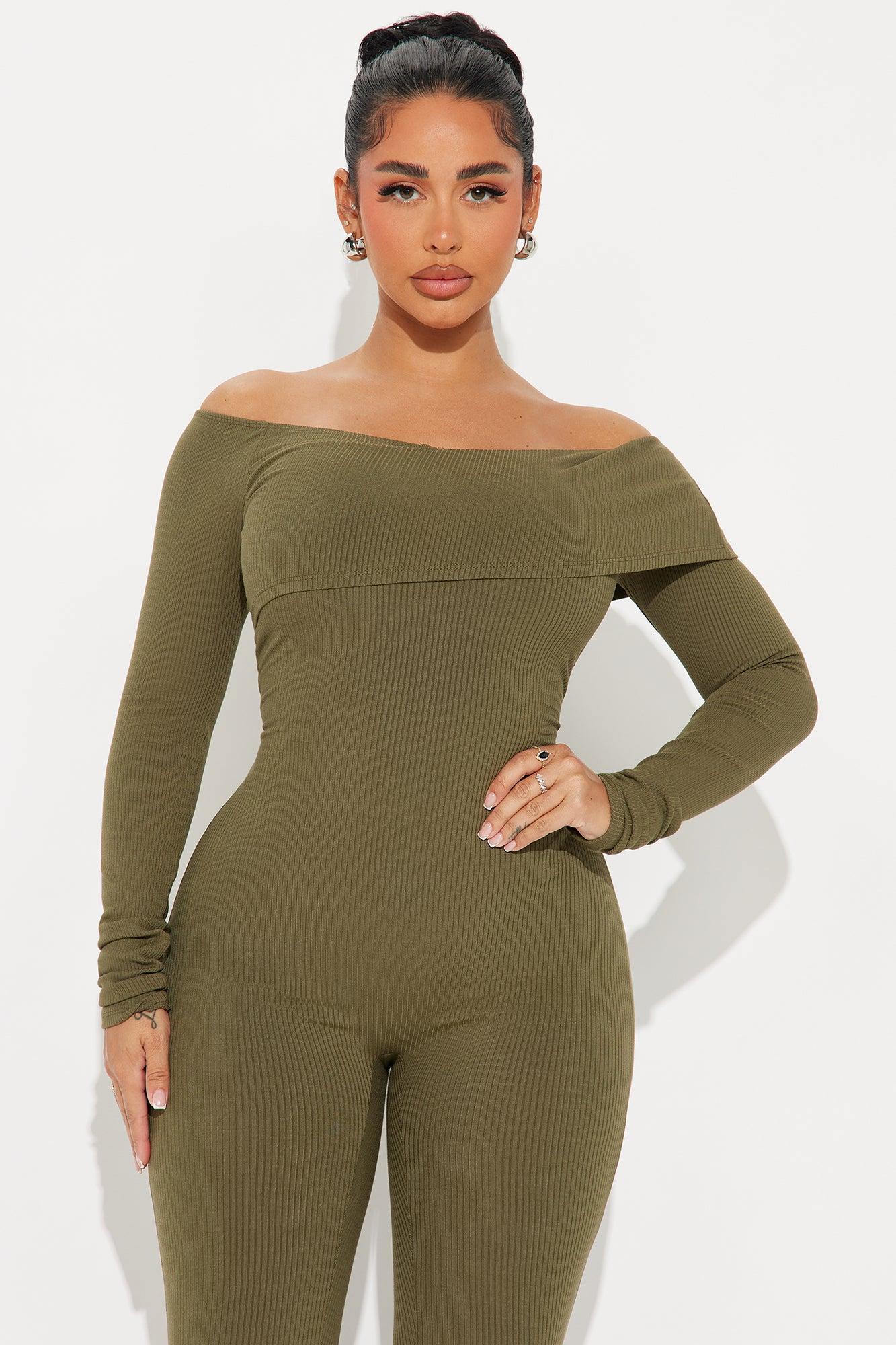 Clarisse Ribbed Jumpsuit - Olive Product Image