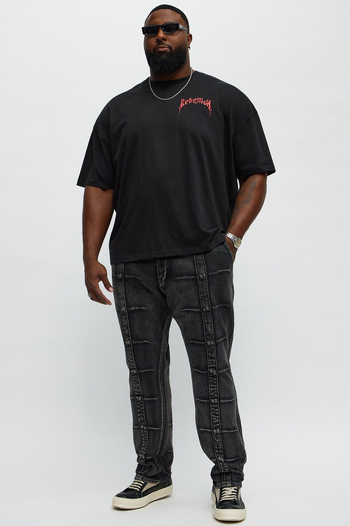 Vertical Panel Slim Jeans - Black Wash Product Image