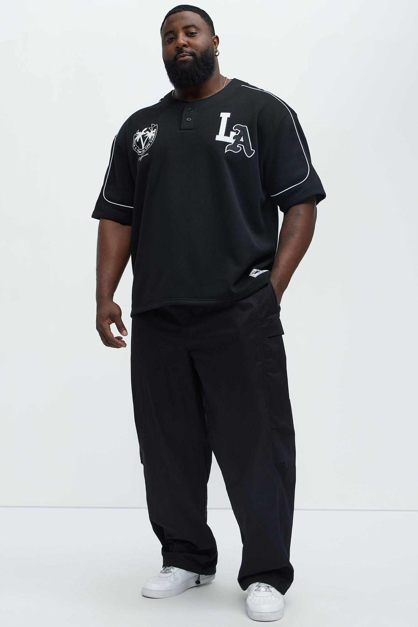 LA California Short Sleeve Henley - Black Product Image