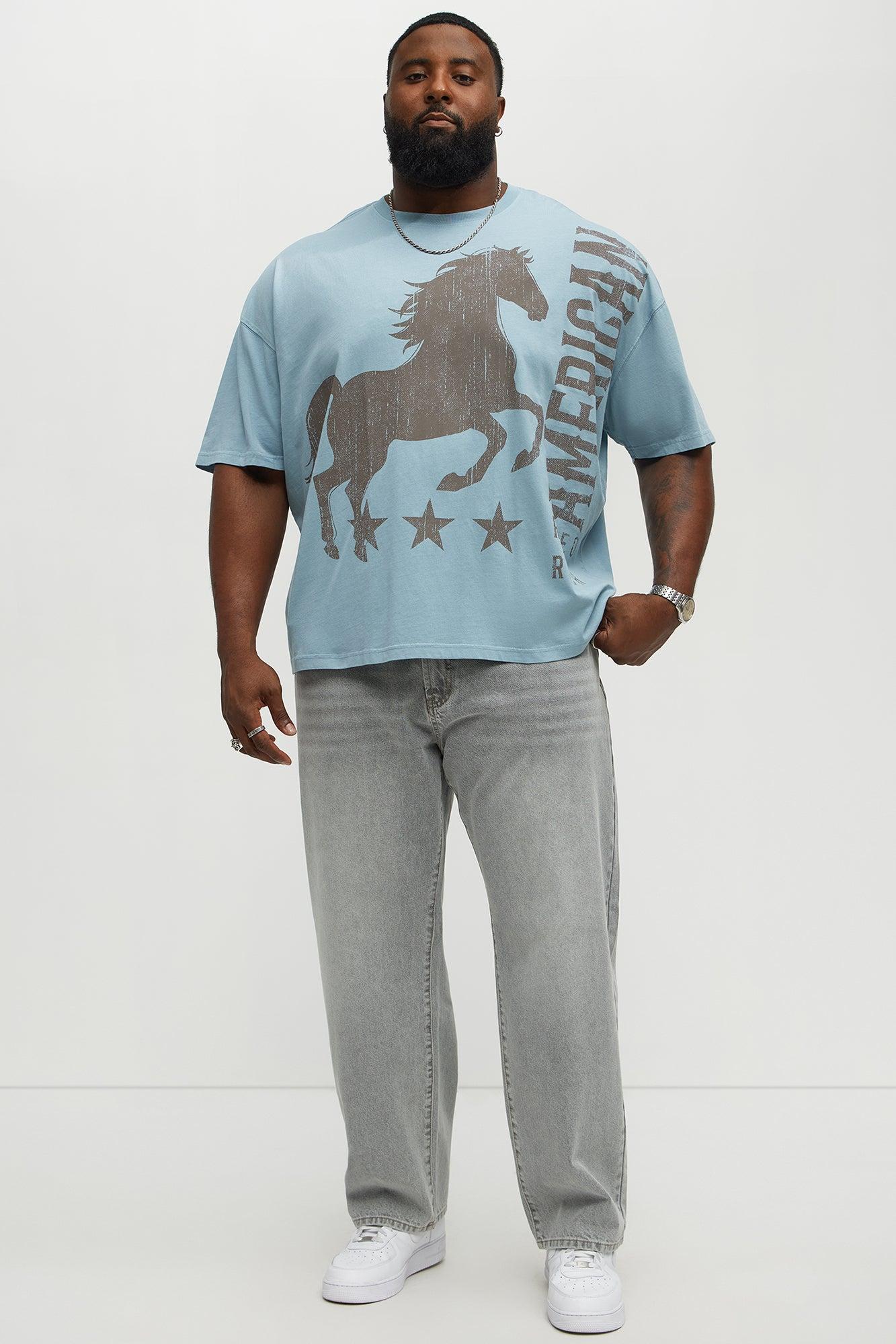 American Rodeo Ranch Oversized Short Sleeve Tee - Light Blue Male Product Image