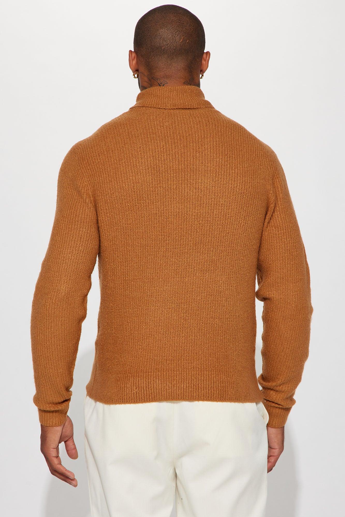 Simply Ribbed Cozy Turtleneck Sweater - Cognac Product Image