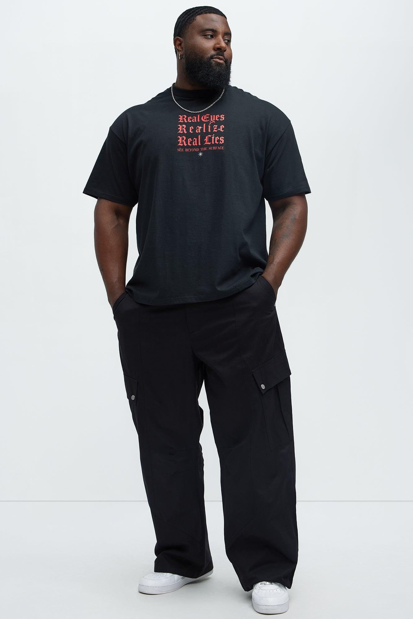 Carl Paneled Baggy Cargo Pants - Black Product Image