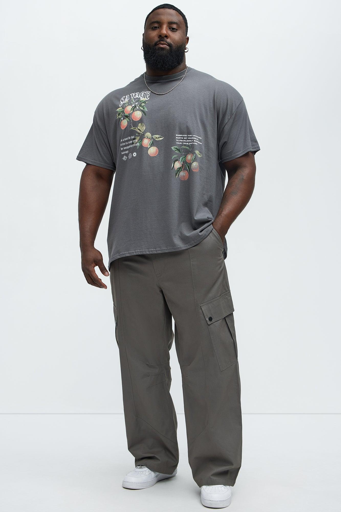 Carl Paneled Baggy Cargo Pants - Grey Product Image