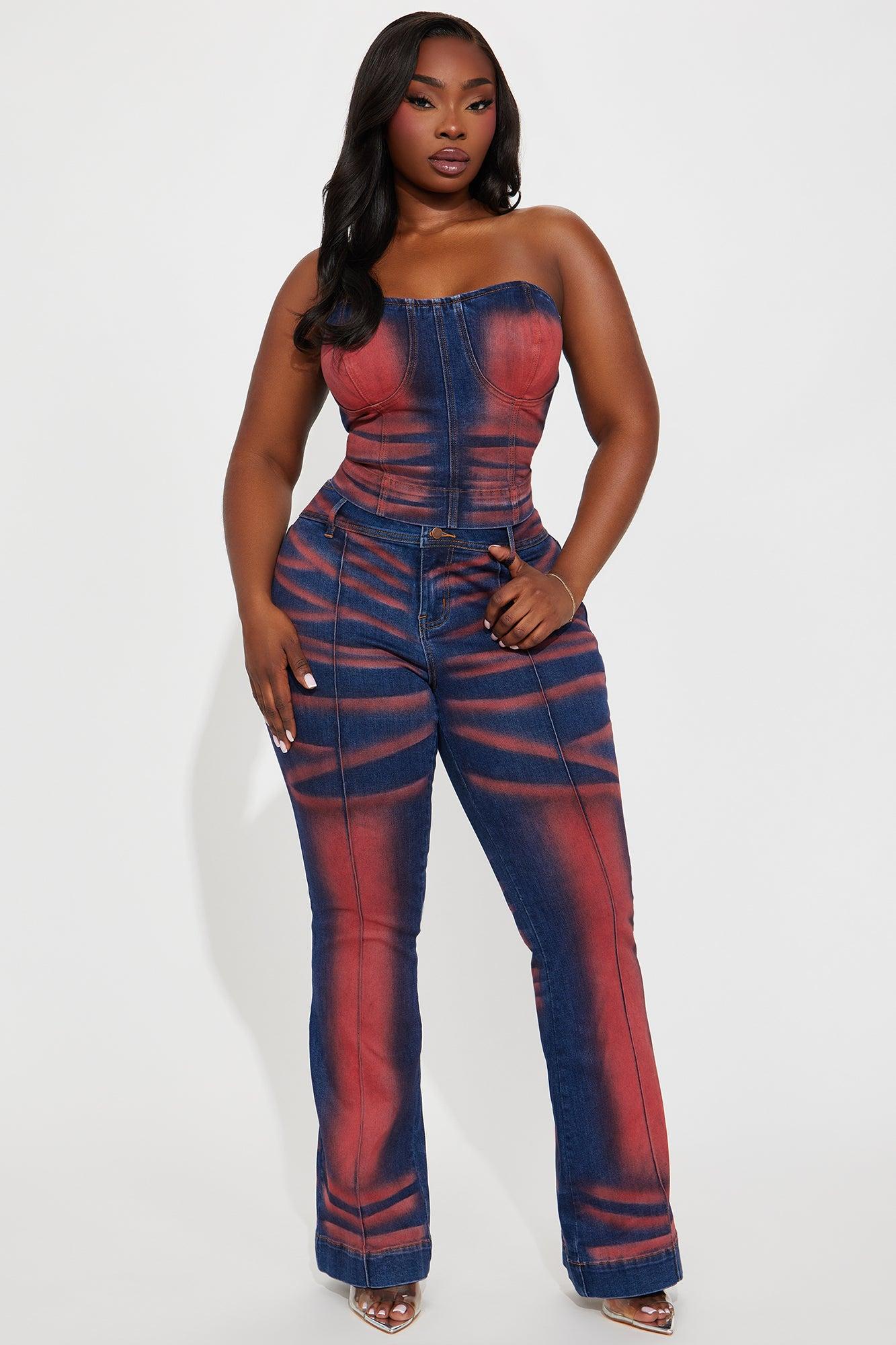 Enyo Stretch Flare Jeans - Red Product Image