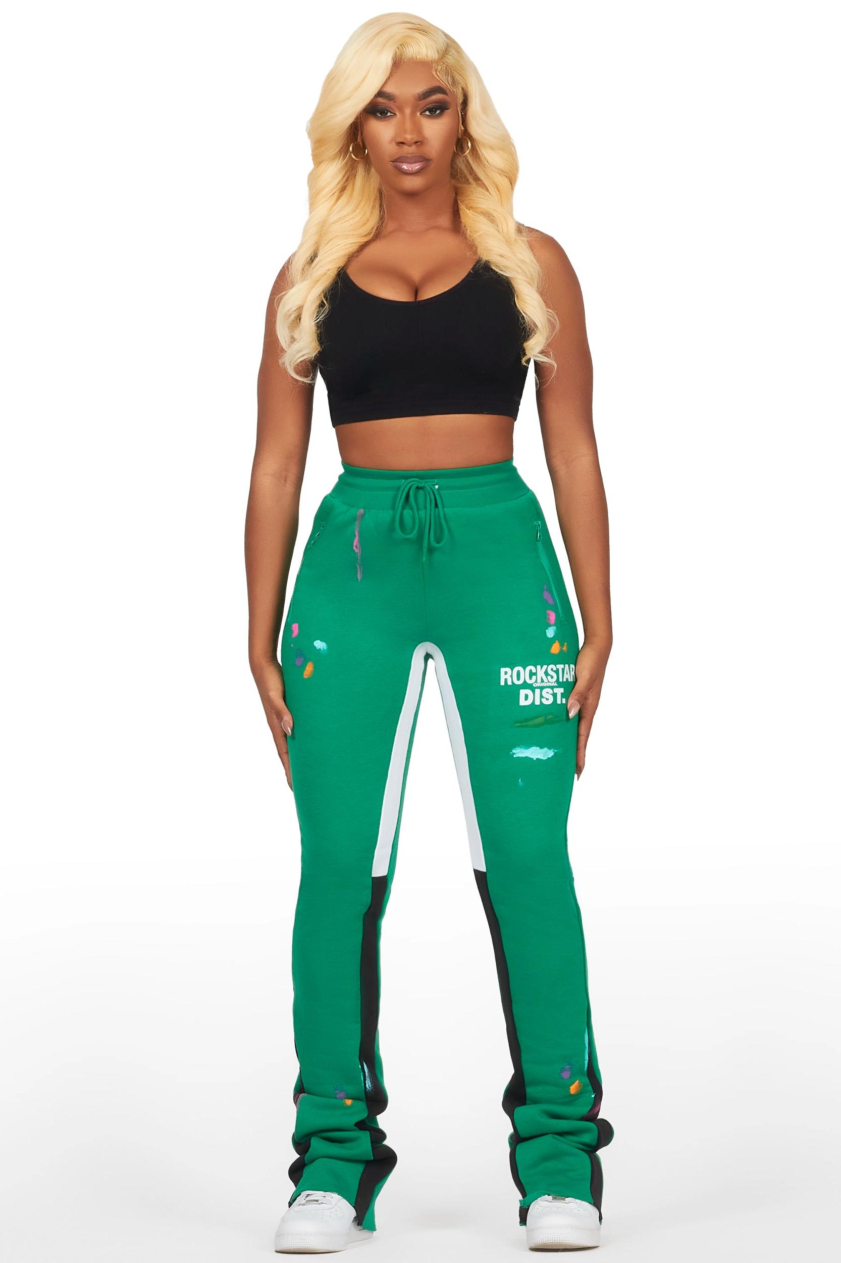 Karenthia Green Stacked Track Pant Female Product Image