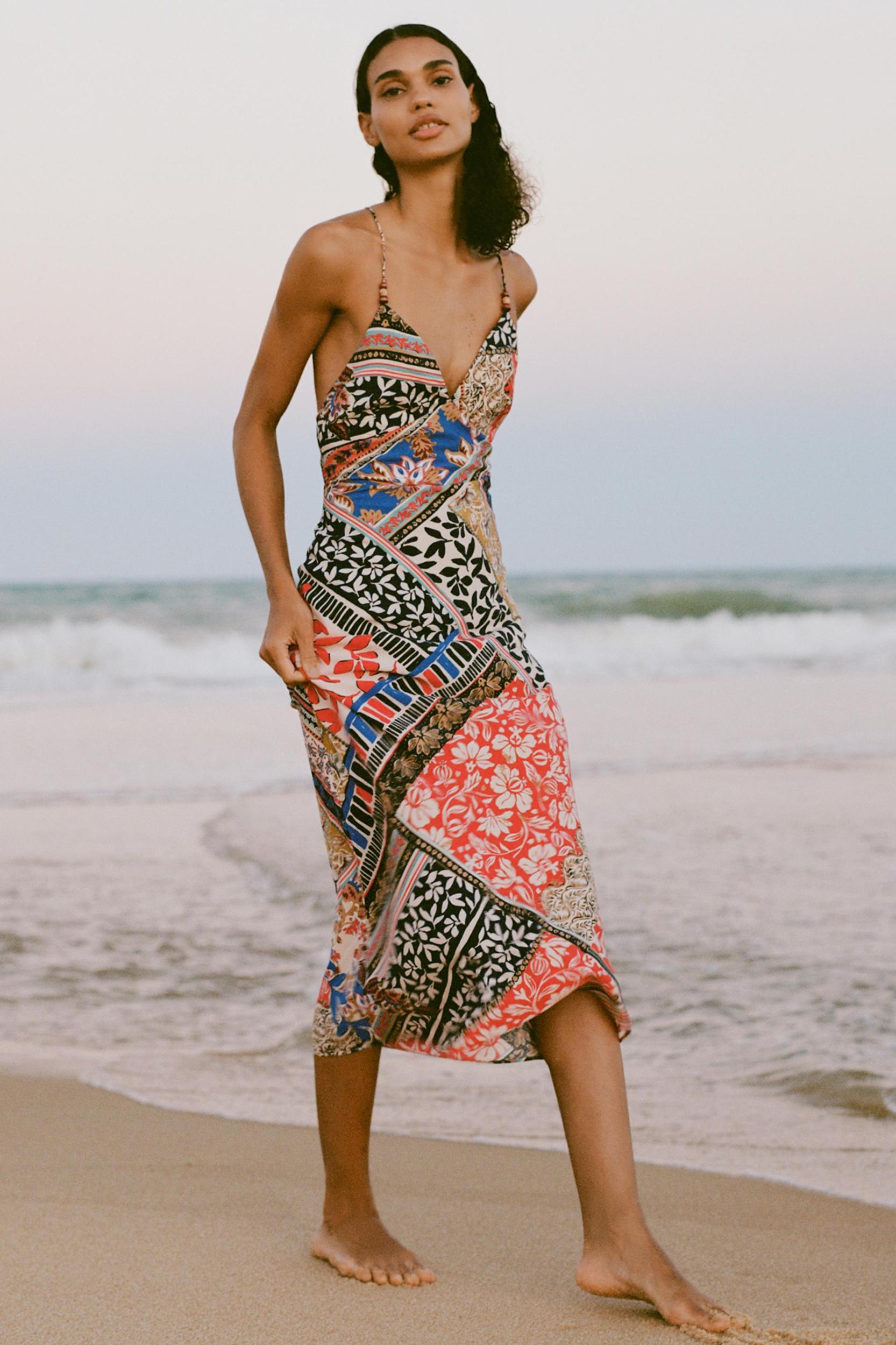 PATCHWORK PRINT MIDI DRESS Product Image