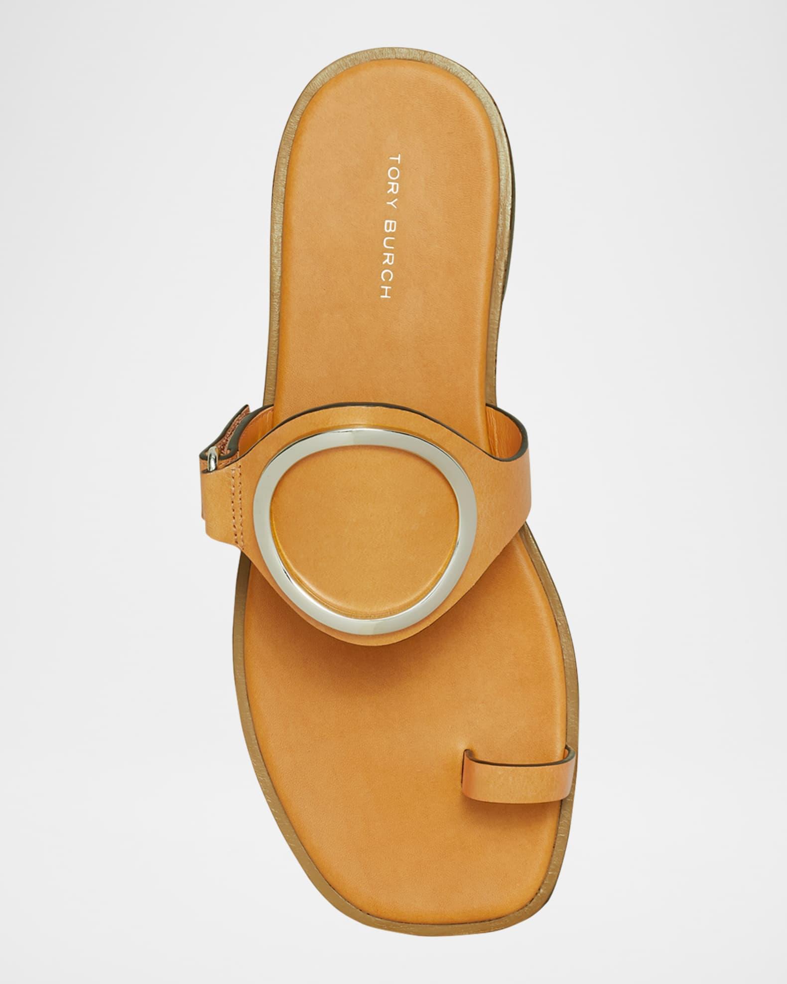 Leather Ring Flat Slide Sandals Product Image