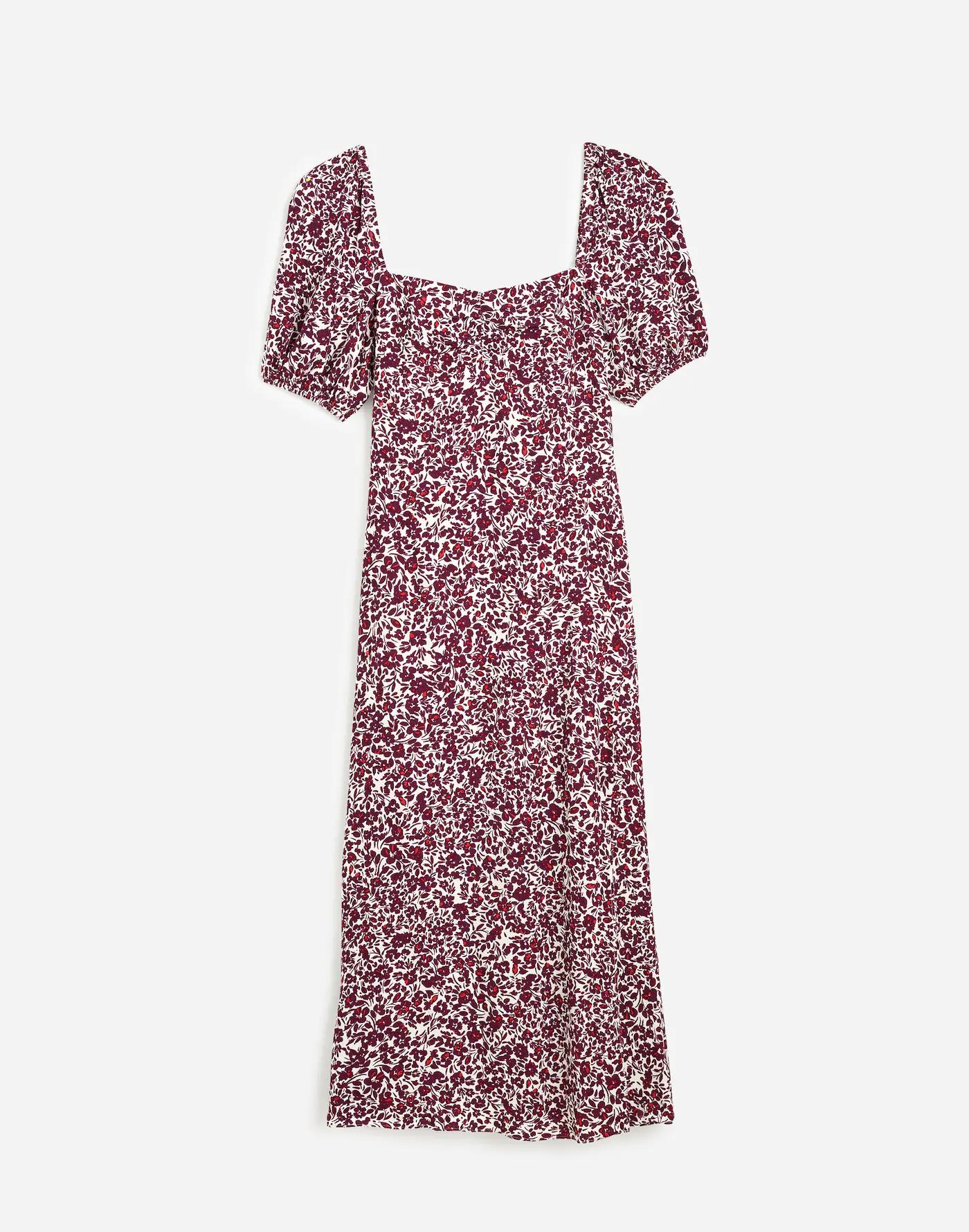 Puff Sleeve Sweetheart Midi Dress in Floral Product Image