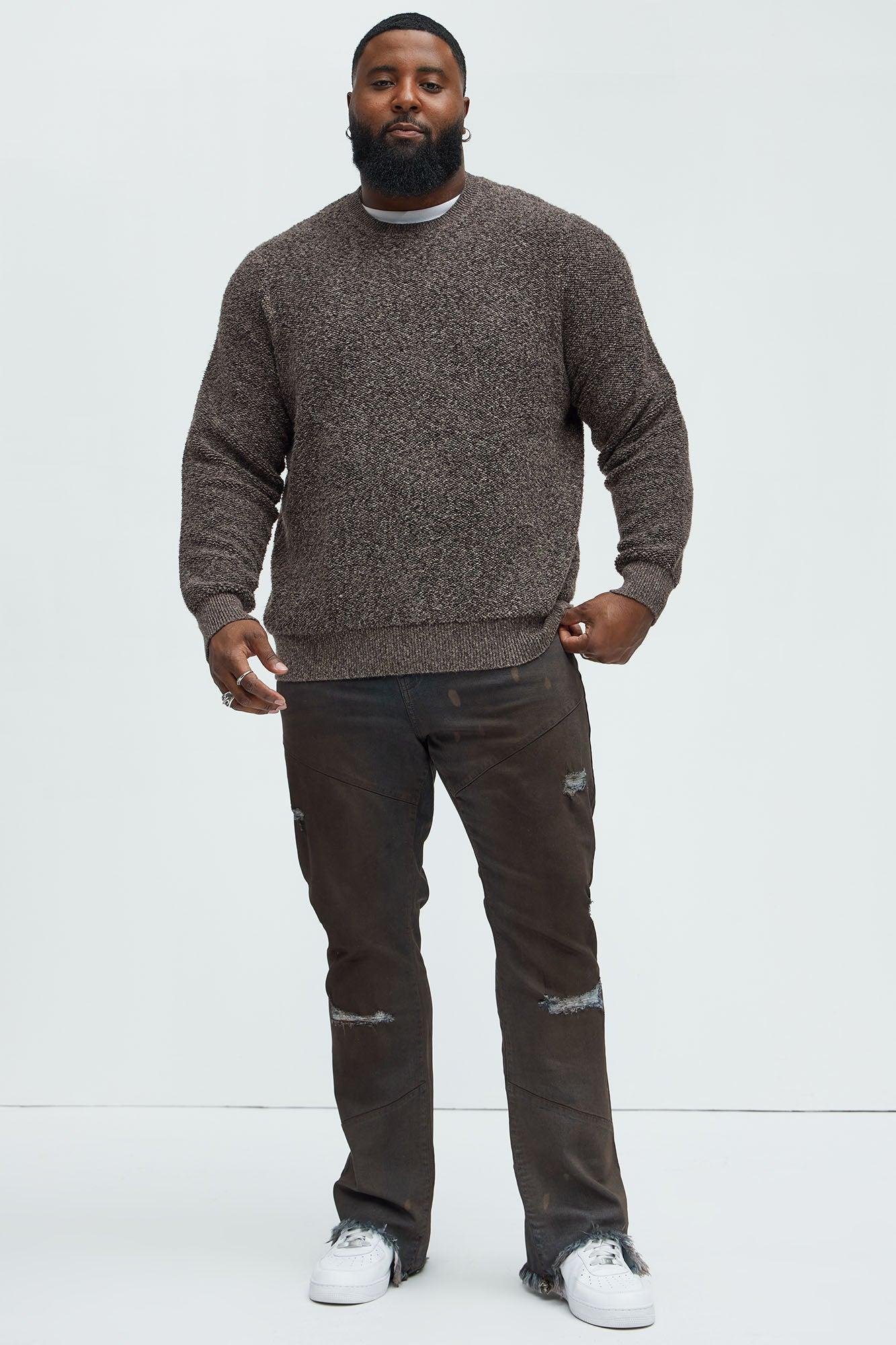 Fortnight Textured Sweater - Brown/combo Product Image