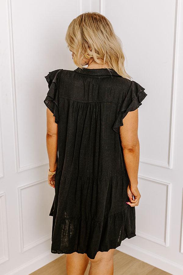 Newsworthy Style Linen-Blend Babydoll Dress In Black Curves Product Image