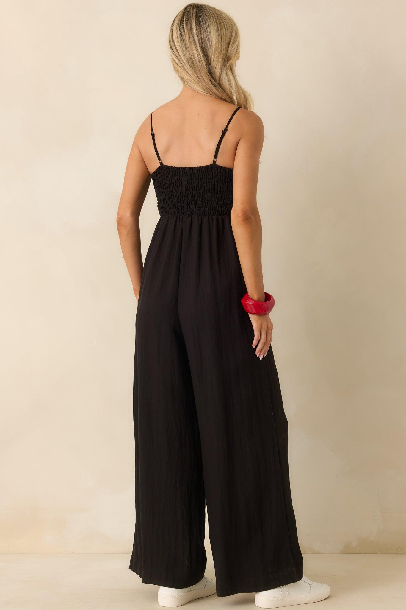 Z Supply Black Rayon Beachside Smocked Jumpsuit Product Image