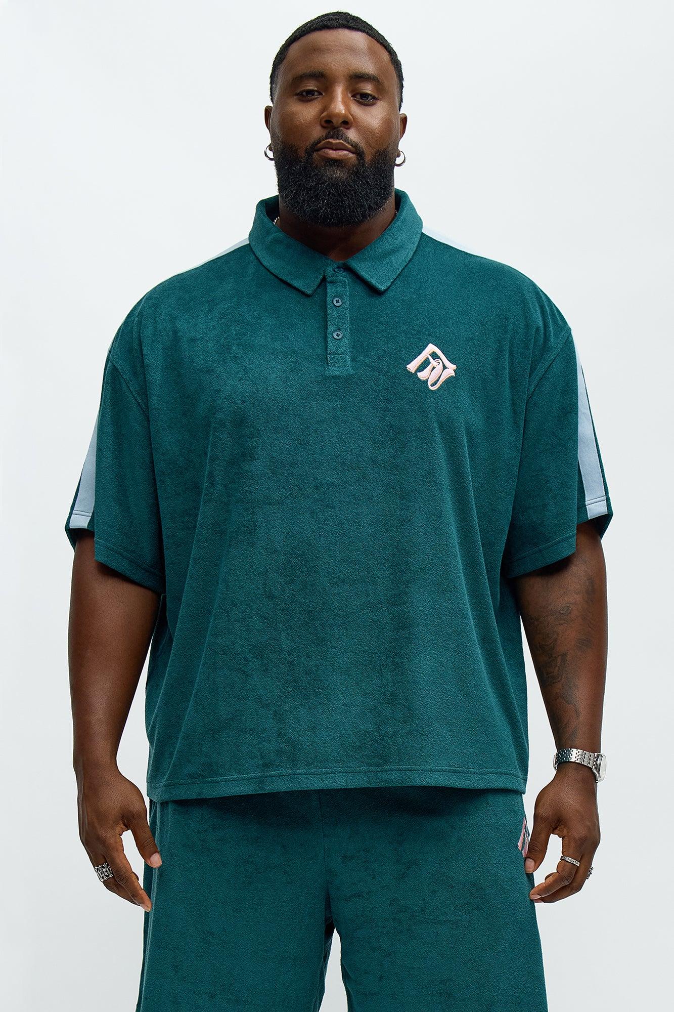 Relaxed Chateau Terry Embroidered Polo - Teal/combo Male Product Image