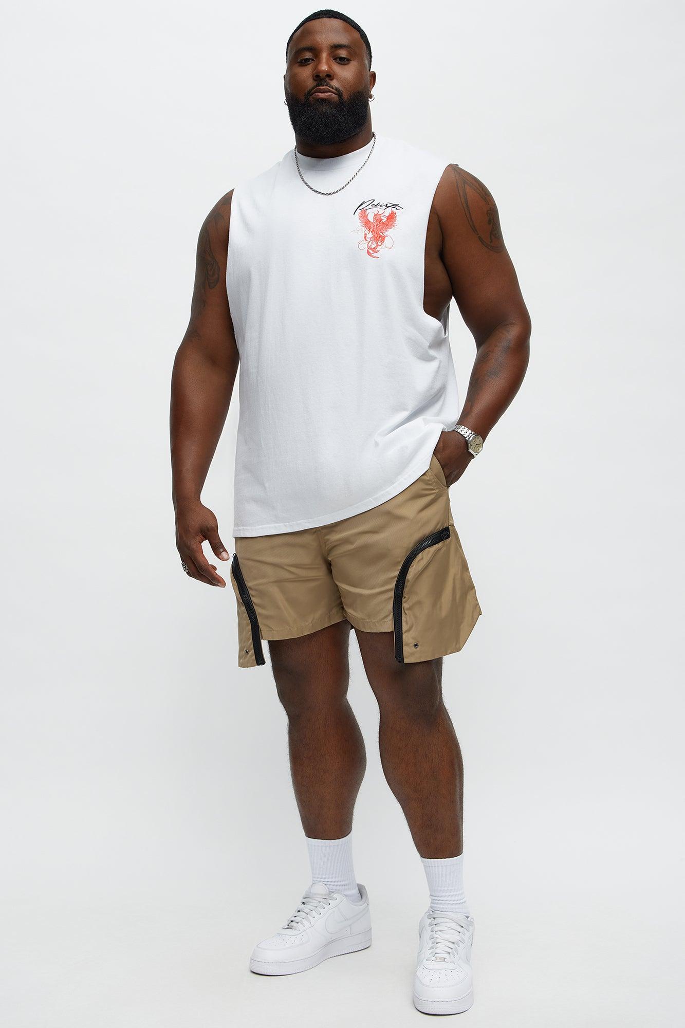 Cargo Pockets Relaxed Drawstring Shorts - Taupe Male Product Image
