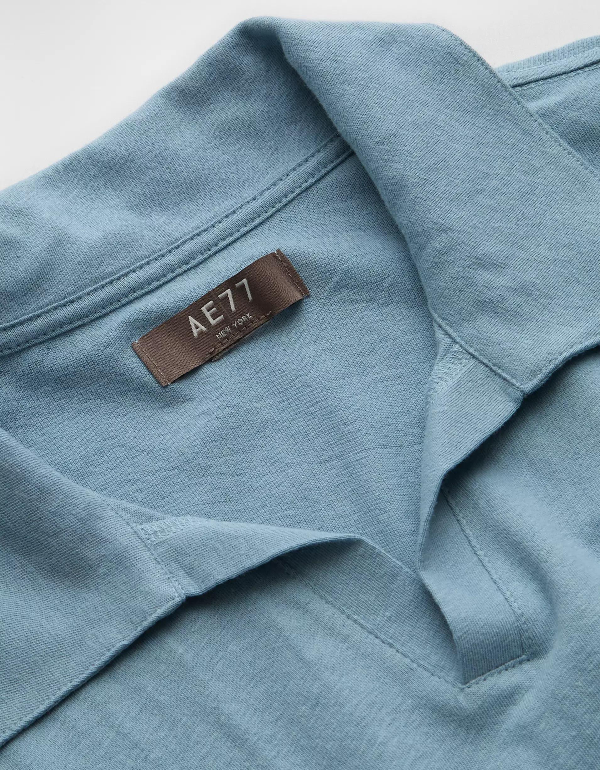 AE77 Premium Linen-Blend Polo Shirt Product Image