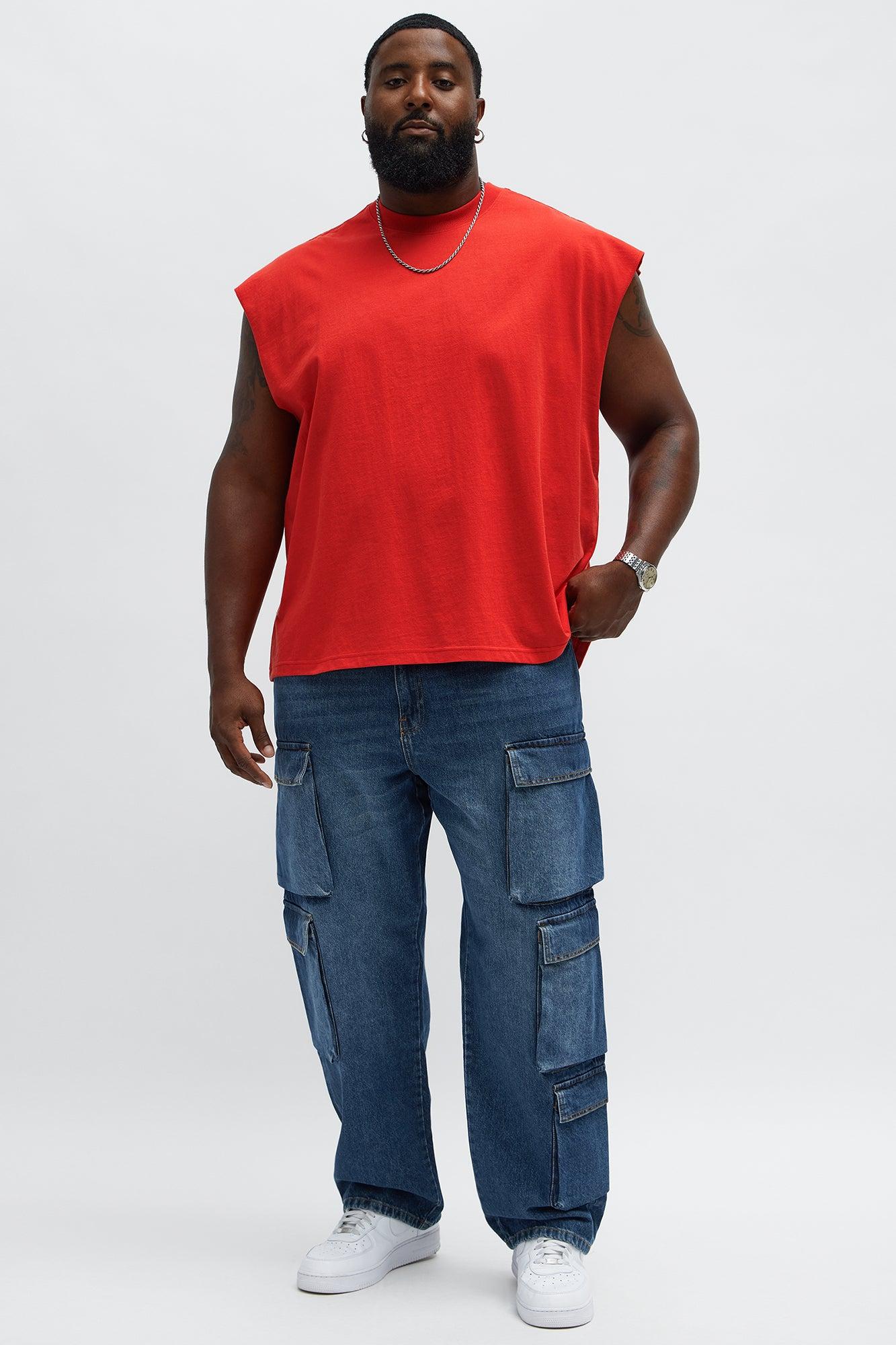 Relaxed Heavyweight Muscle Tee - Red Male Product Image