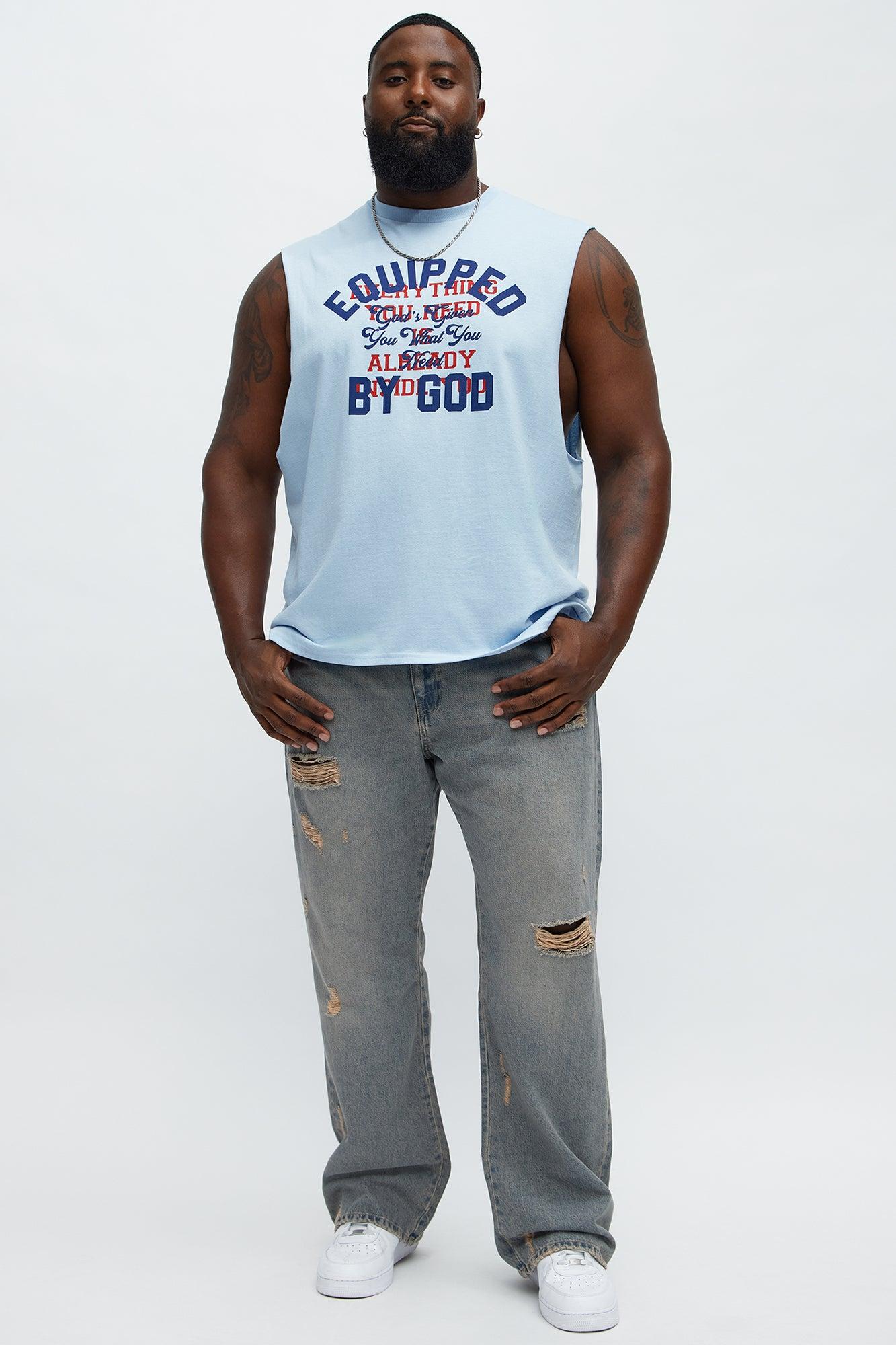 Equipped By God Muscle Tee - Light Blue Male Product Image