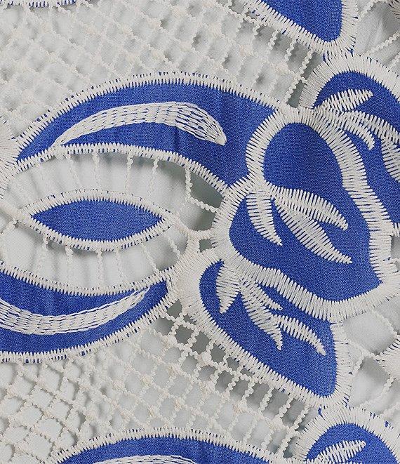 Sam Edelman Illusion Crew Neck Short Sleeve Lace Shift Dress Product Image