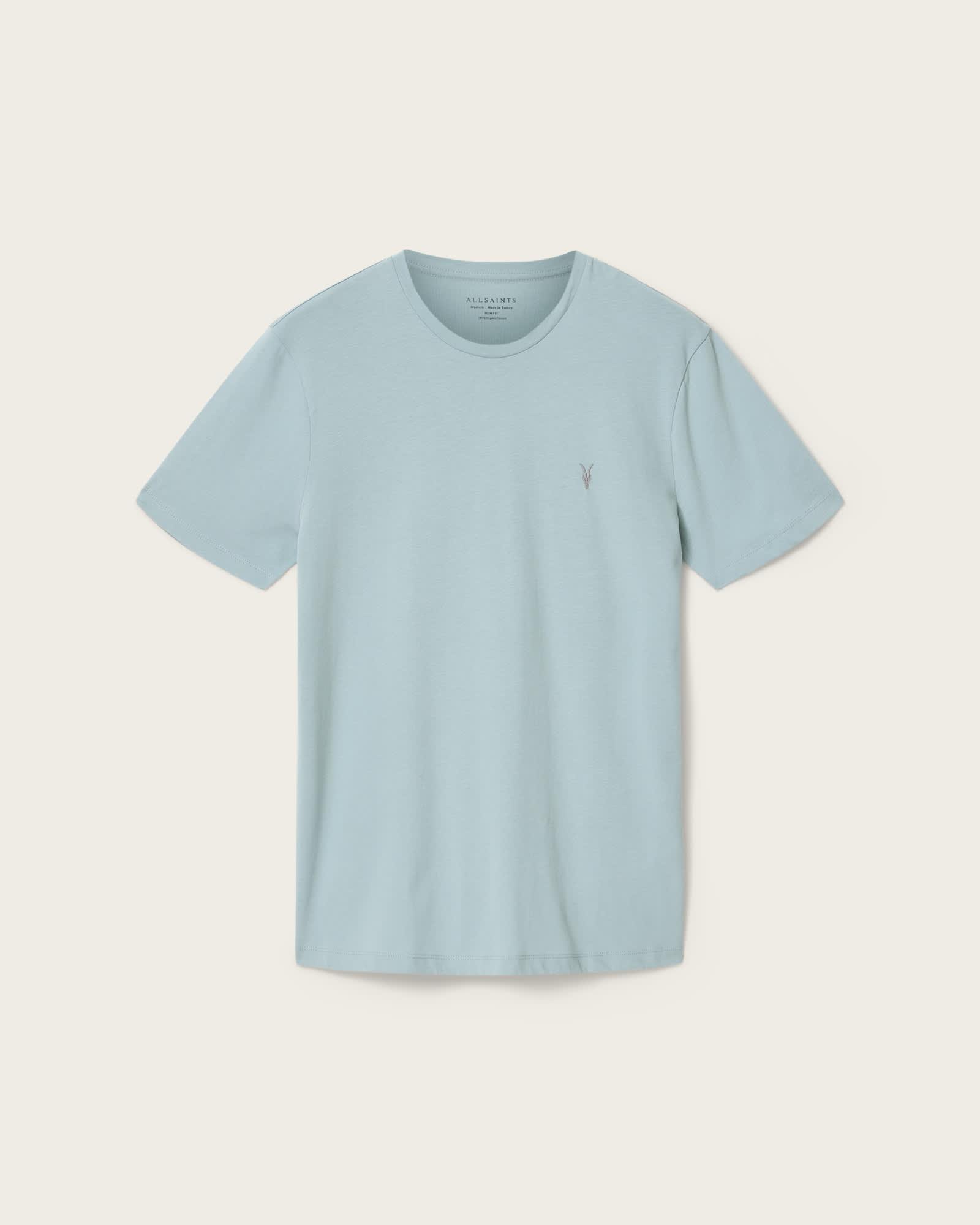 Brace Brushed Cotton Crew Neck T-Shirt SALTON BLUE | ALLSAINTS US Product Image