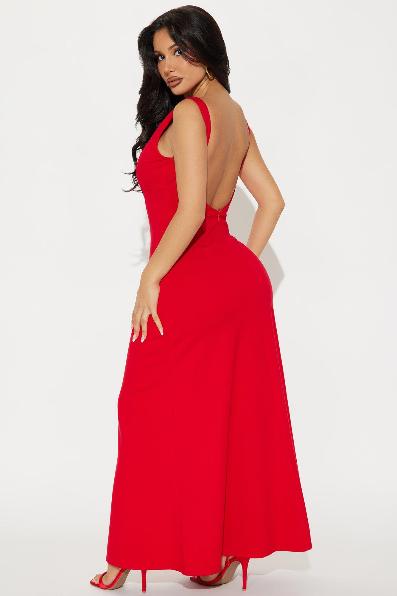 Taylor Backless A Line Maxi Dress - Red Product Image