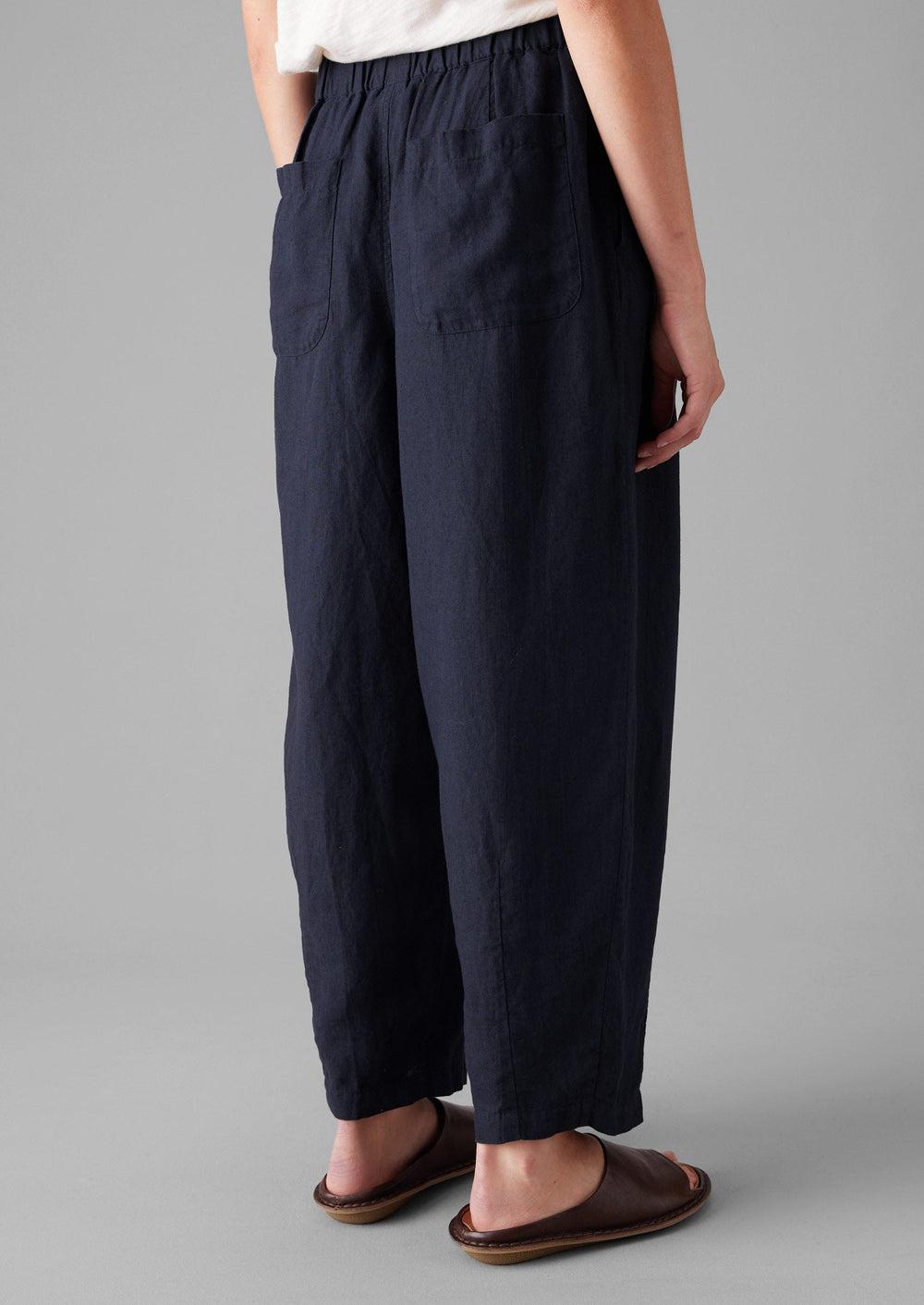 Minako Garment Dyed Linen Pants | Midnight Product Image