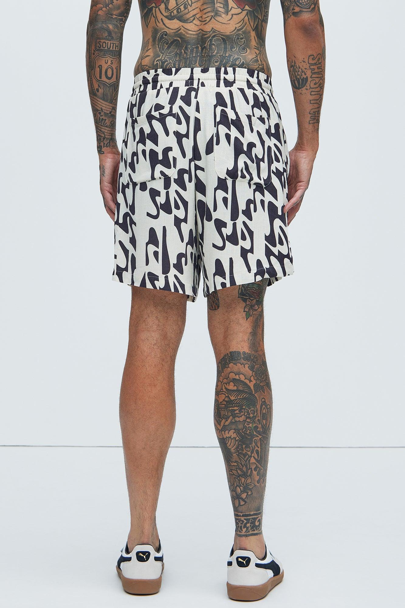 Macullar Linen Warm Up Shorts - Black/combo Product Image