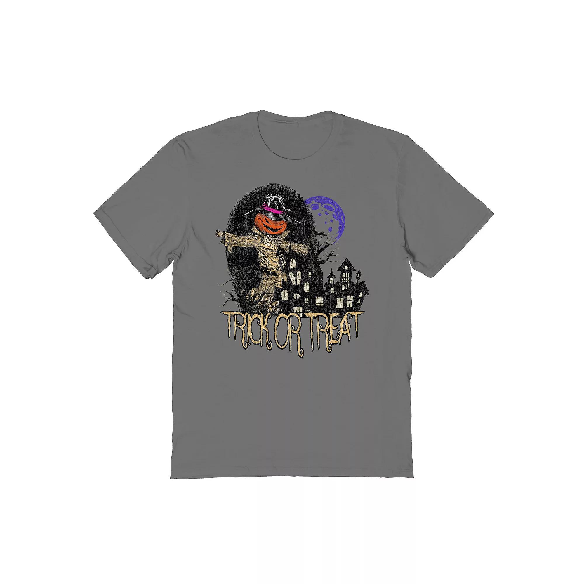 Men's Trick or Treat Pumpkin Halloween Graphic Tee, Size: Medium, Grey Product Image