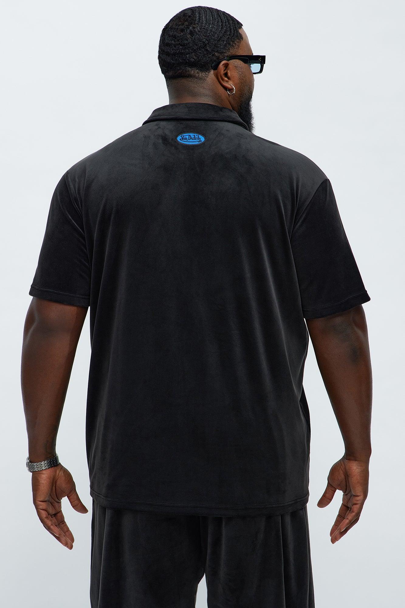 Von Dutch Regular Fit Side Logo Velour Shirt - Black Male Product Image