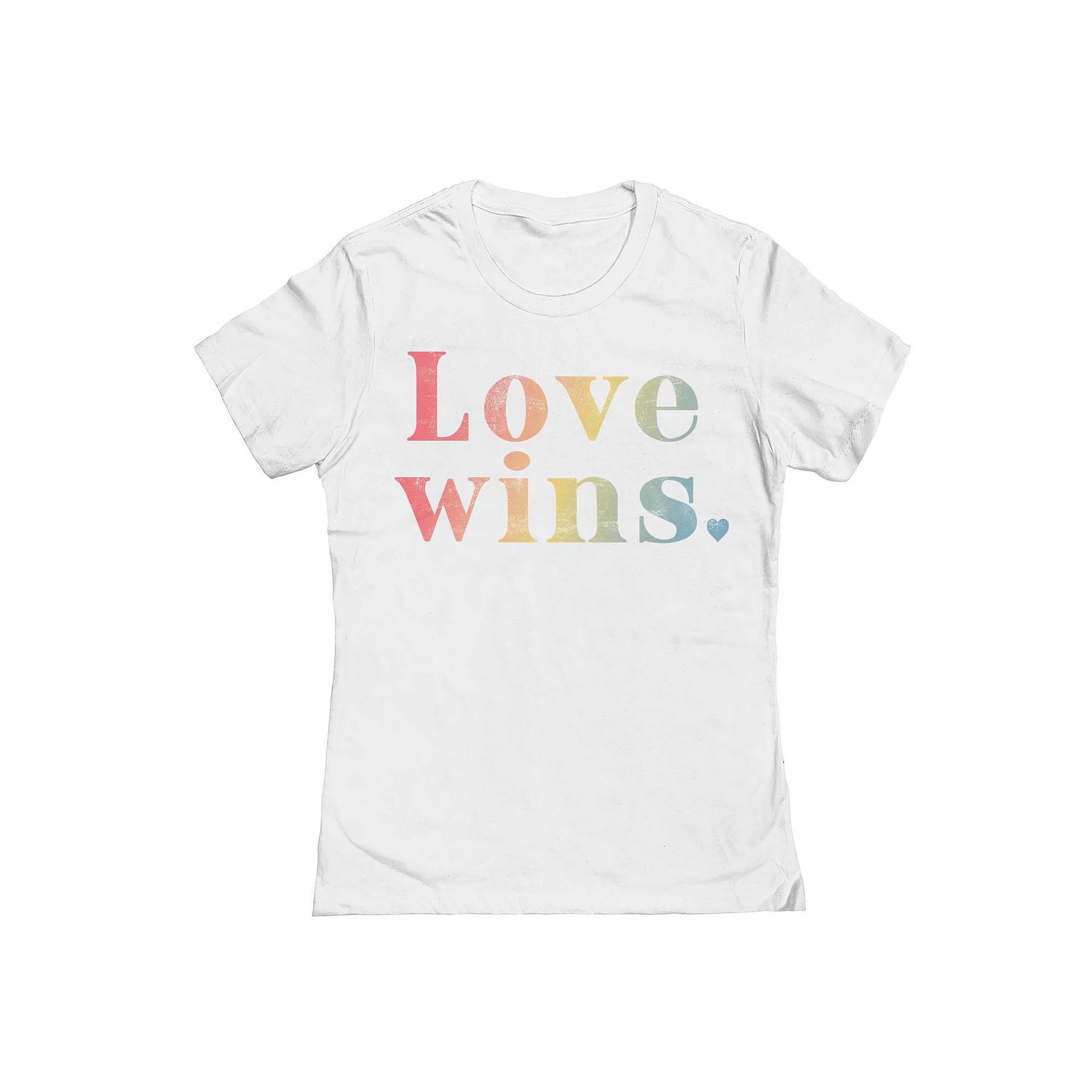 Junior's Grayson Threads The Label Love Wins Text Pride Graphic Tee, Women's,  Product Image