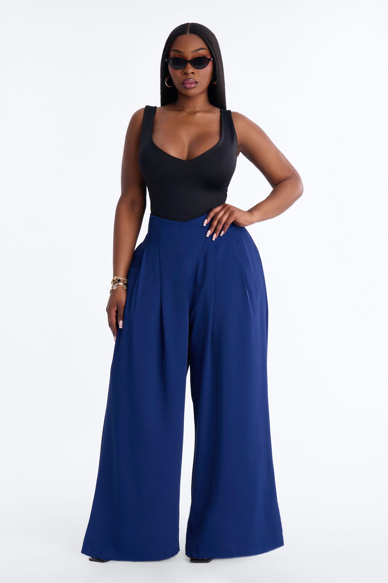 About Time Wide Leg Trousers - Blue Female Product Image