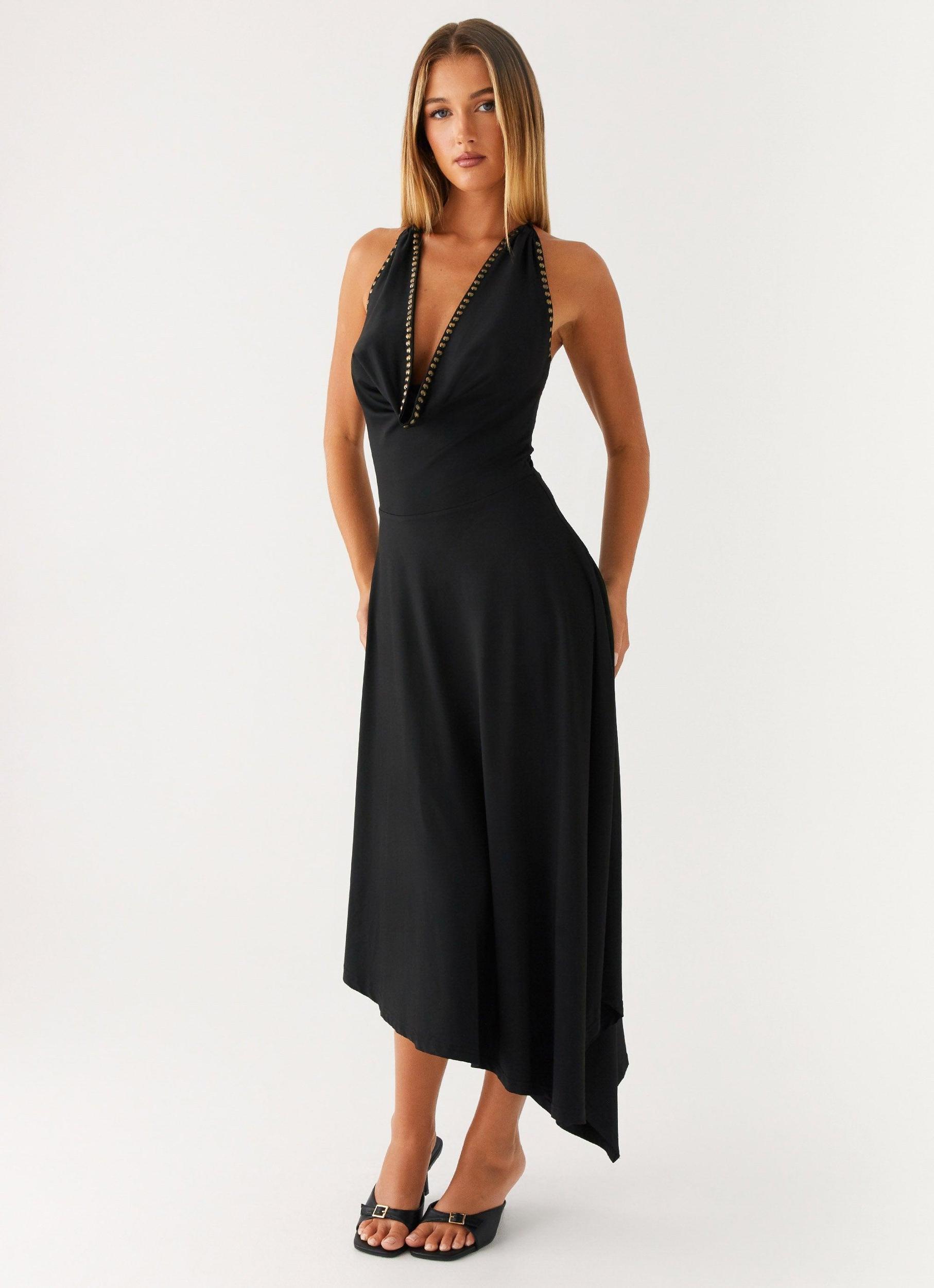 Vena Beaded Midi Dress - Black Product Image
