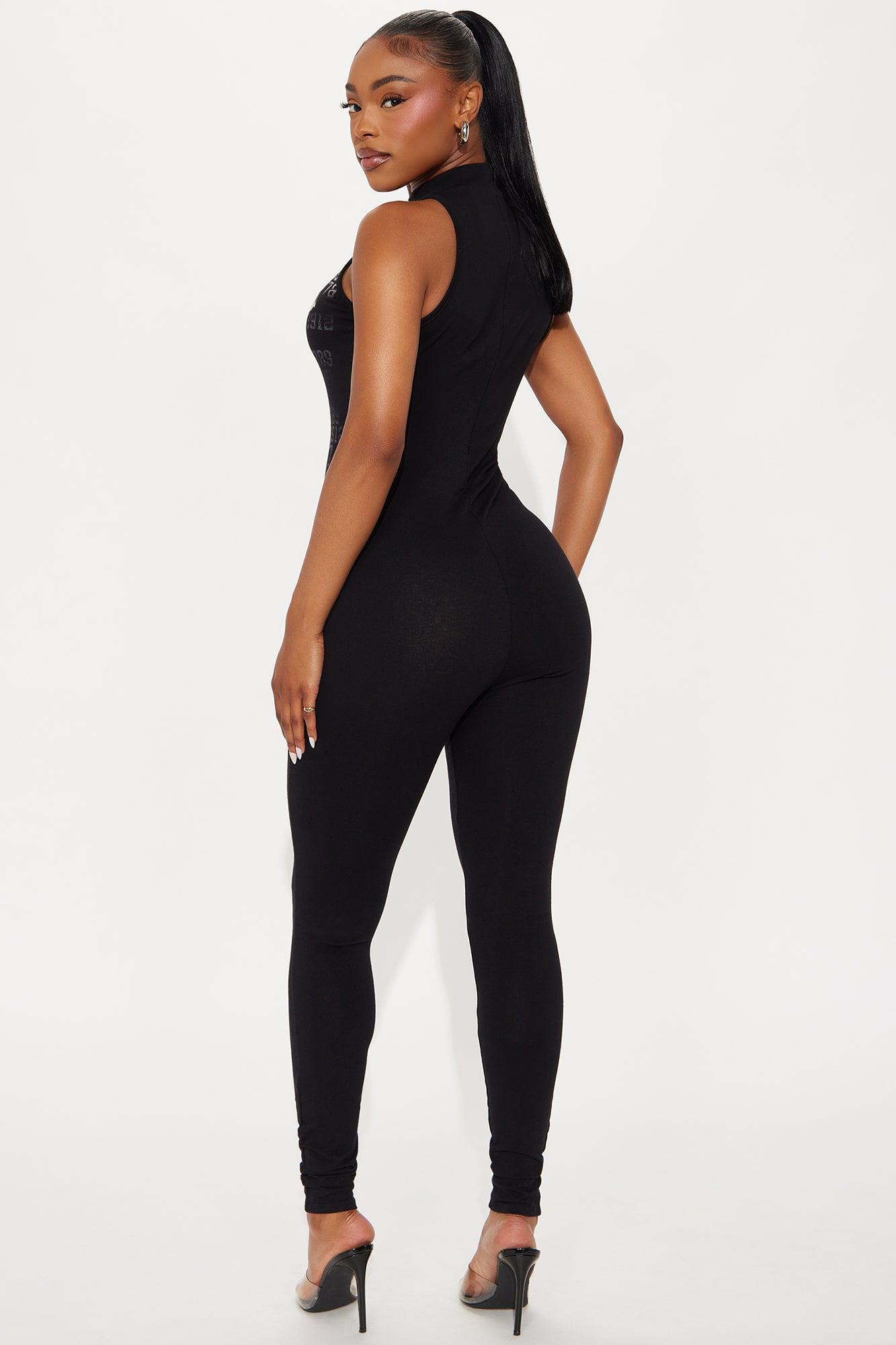 Jane Graphic Skinny Leg Jumpsuit - Black Female Product Image