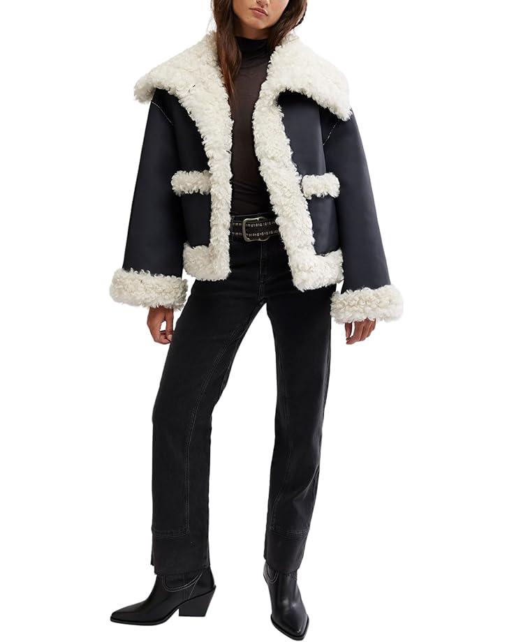 Leather and Sherpa Bonded Moto Jacket Product Image