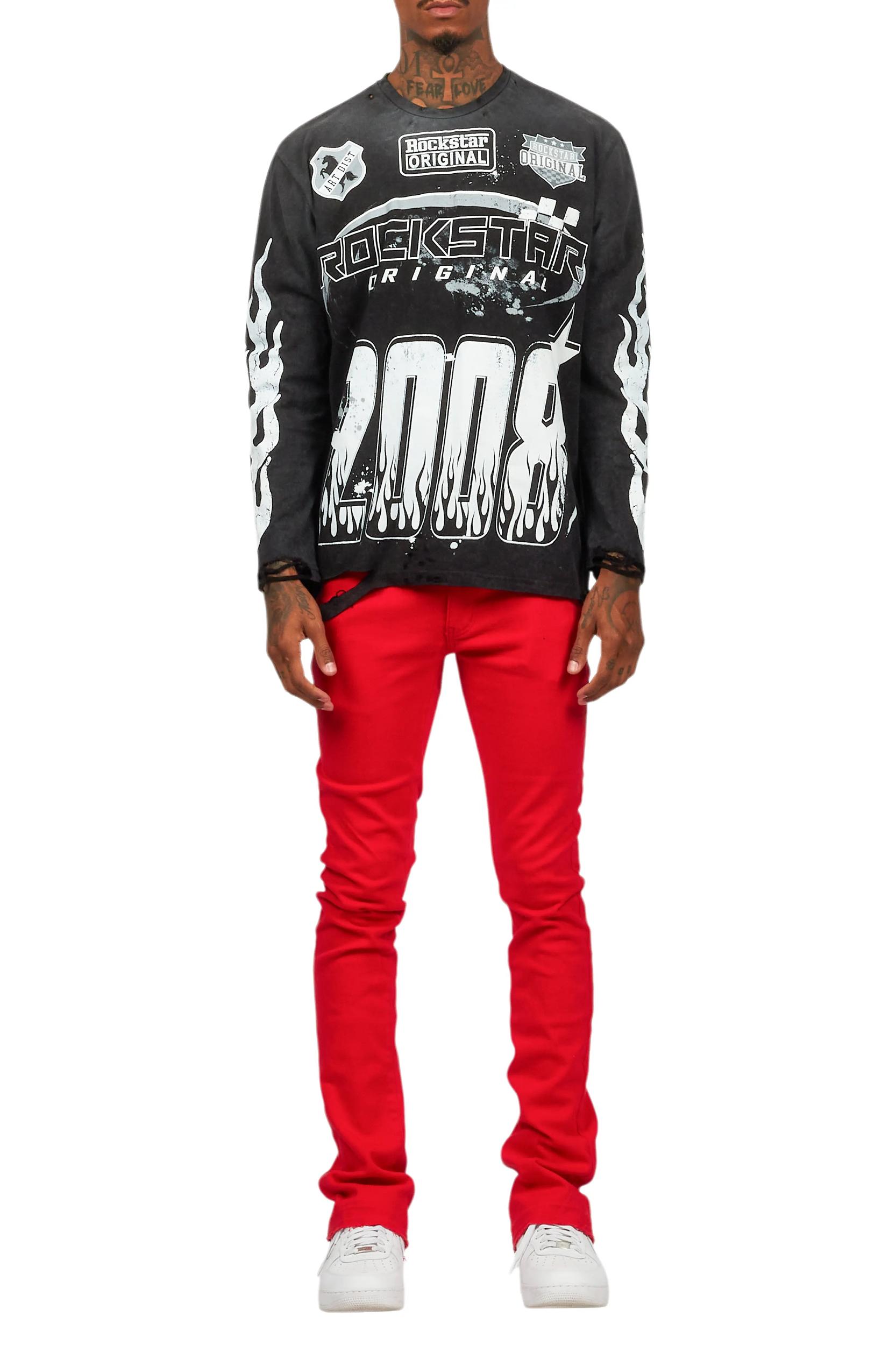 Dag Red Stacked Flare Jean Male Product Image