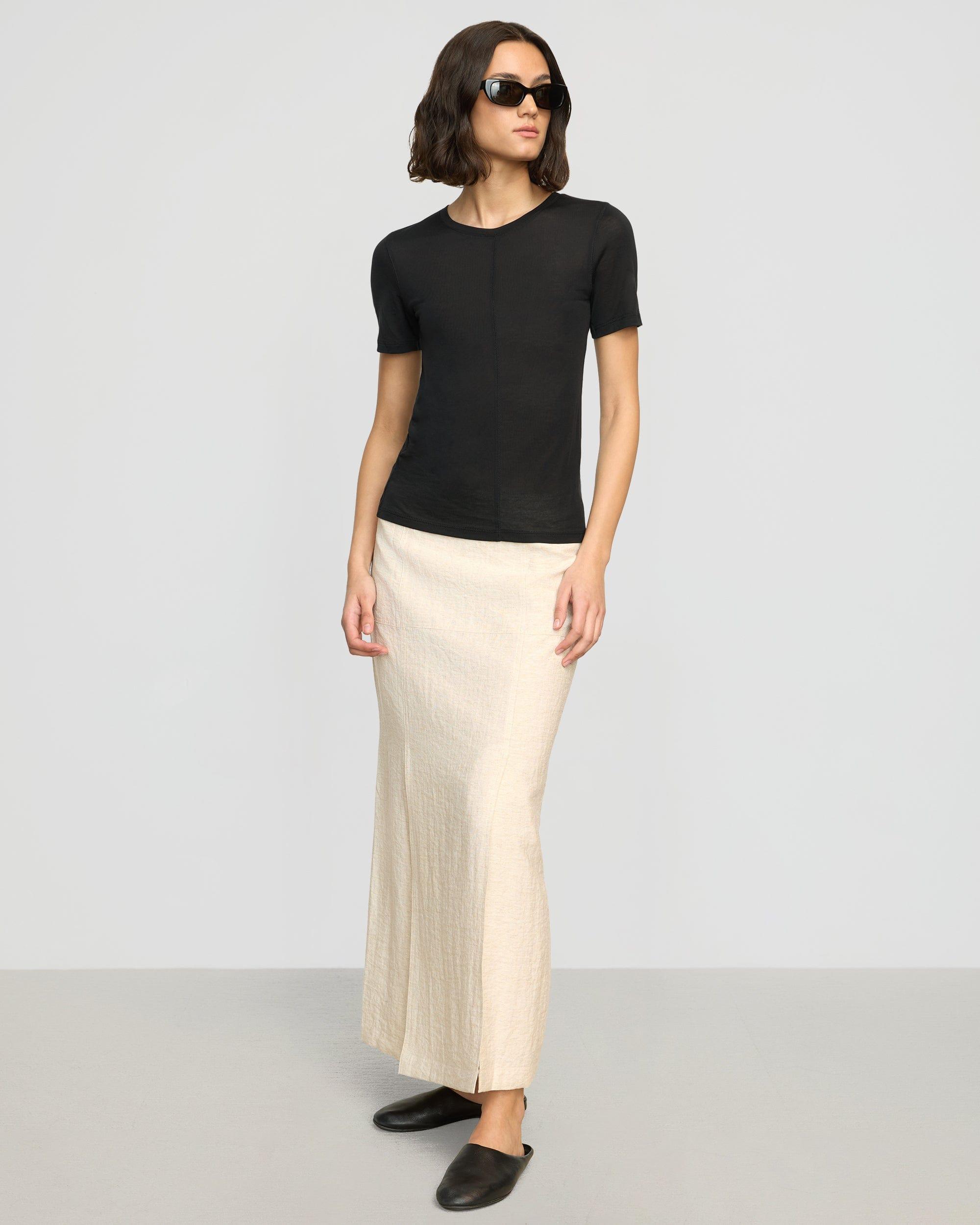 Thea Semi-Sheer Tencel Crew-Neck Tee Product Image