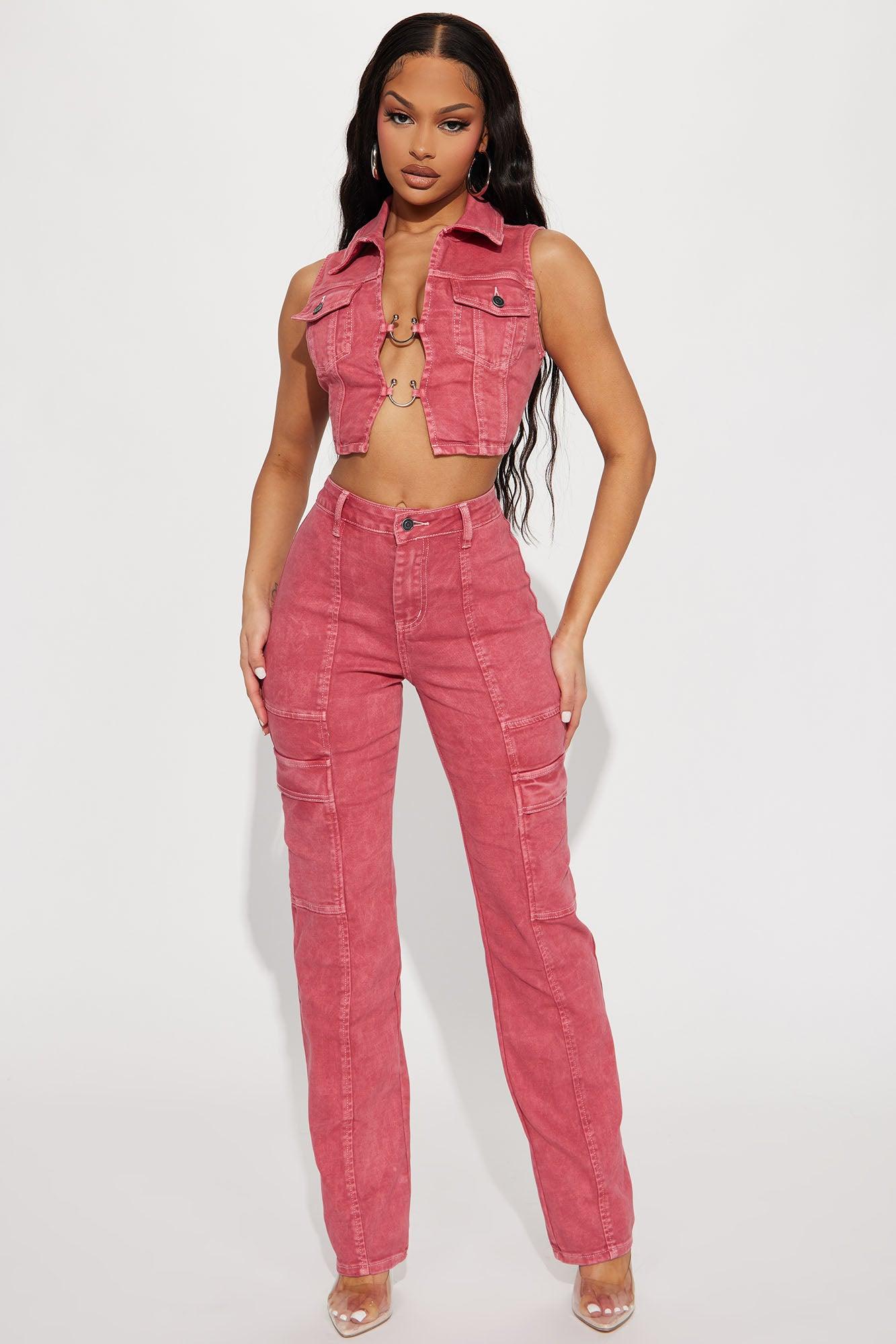 Step To It Stretch Utility Jeans - Red Product Image