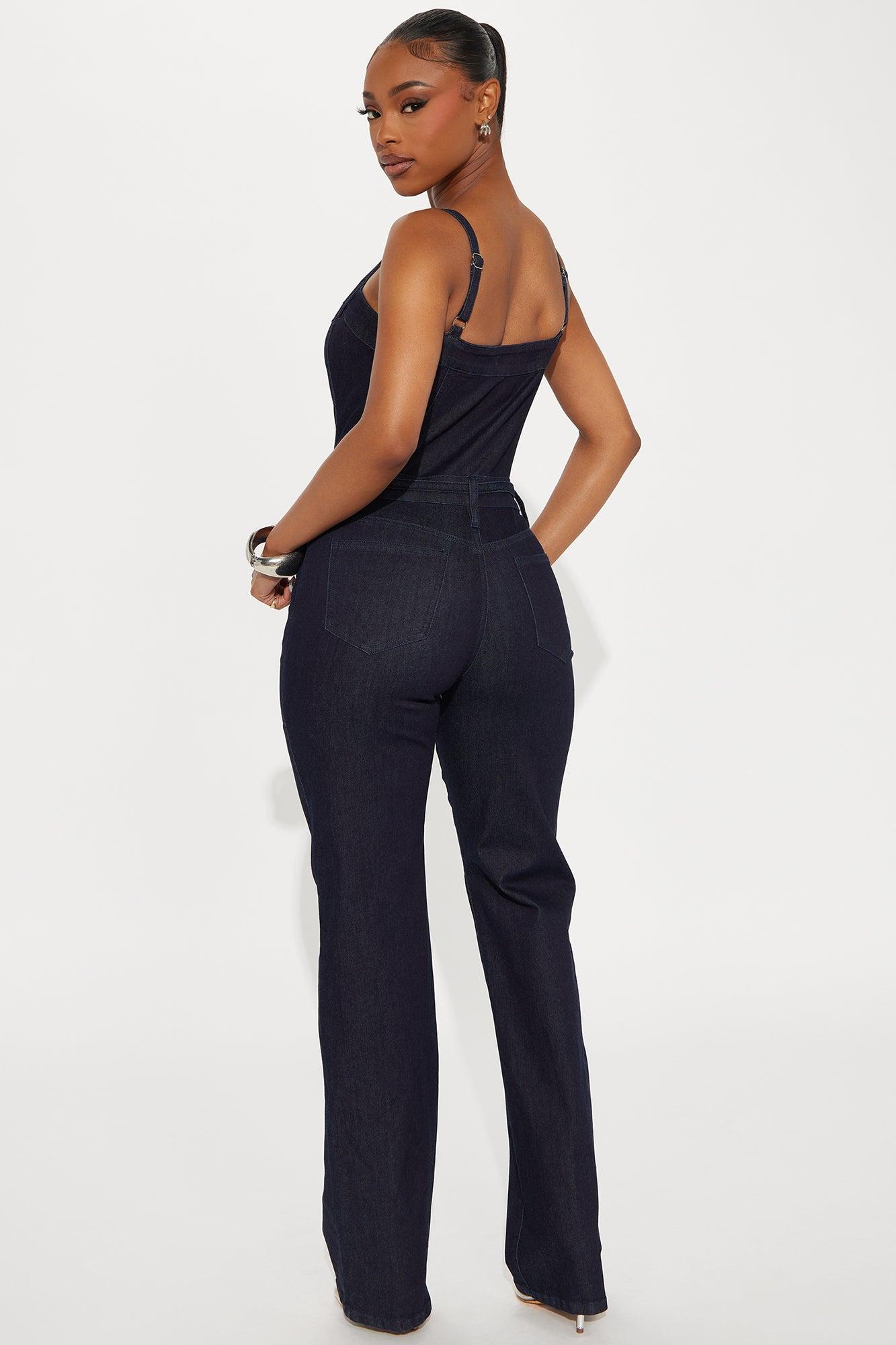 Brea Belted Denim Jumpsuit - Indigo Product Image