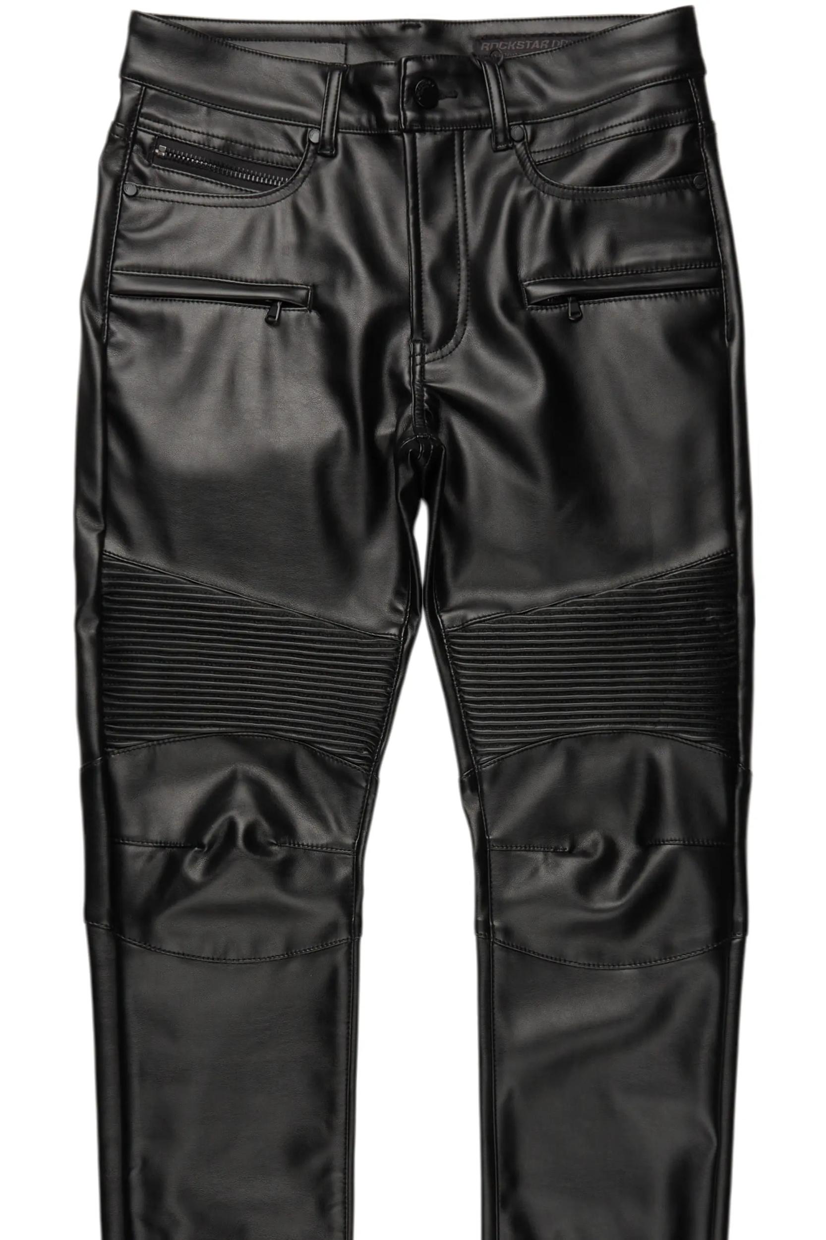 Richh Black PU Biker Jean Male Product Image