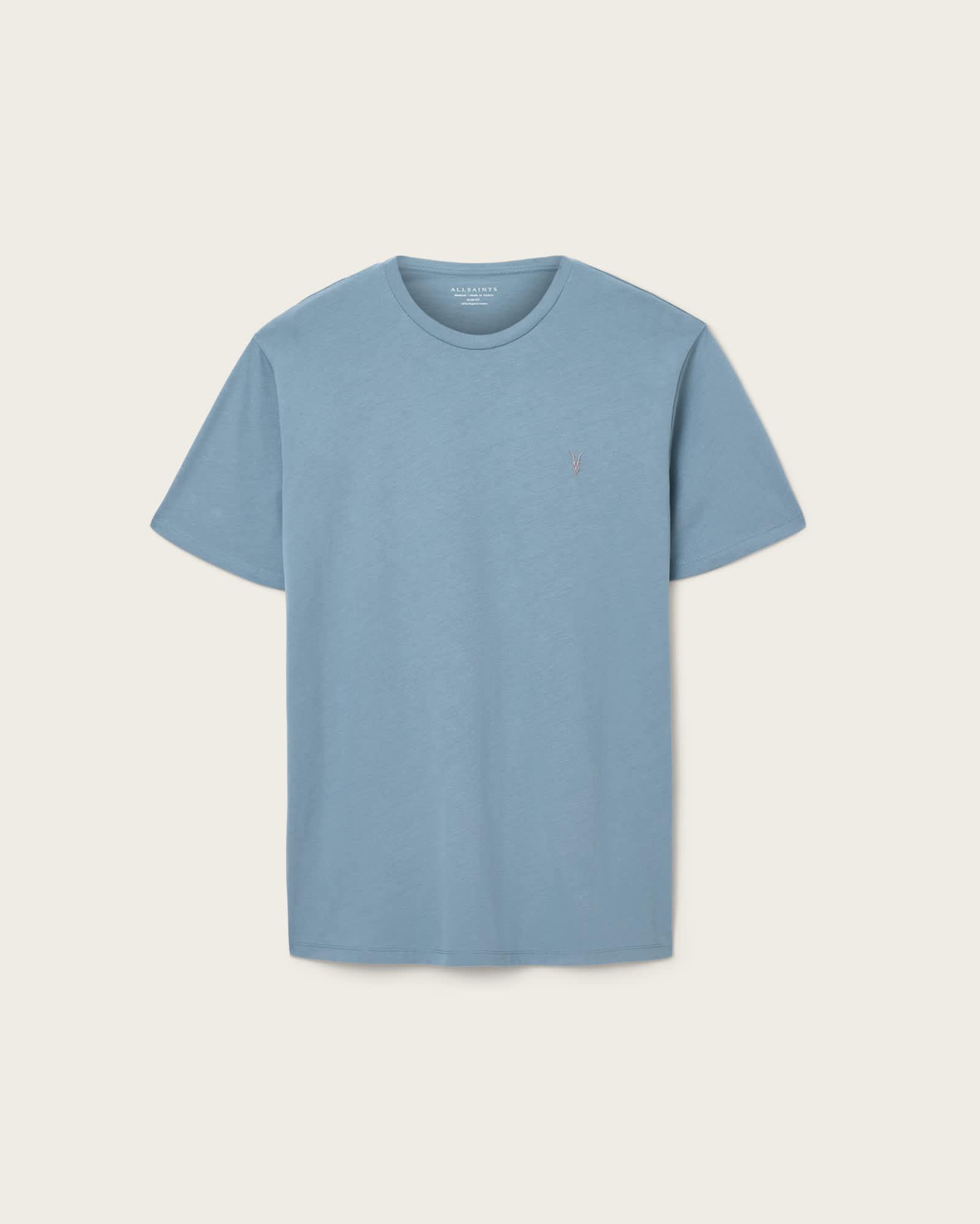 Brace Brushed Cotton Crew Neck T-Shirt COASTLINE BLUE | ALLSAINTS US Product Image