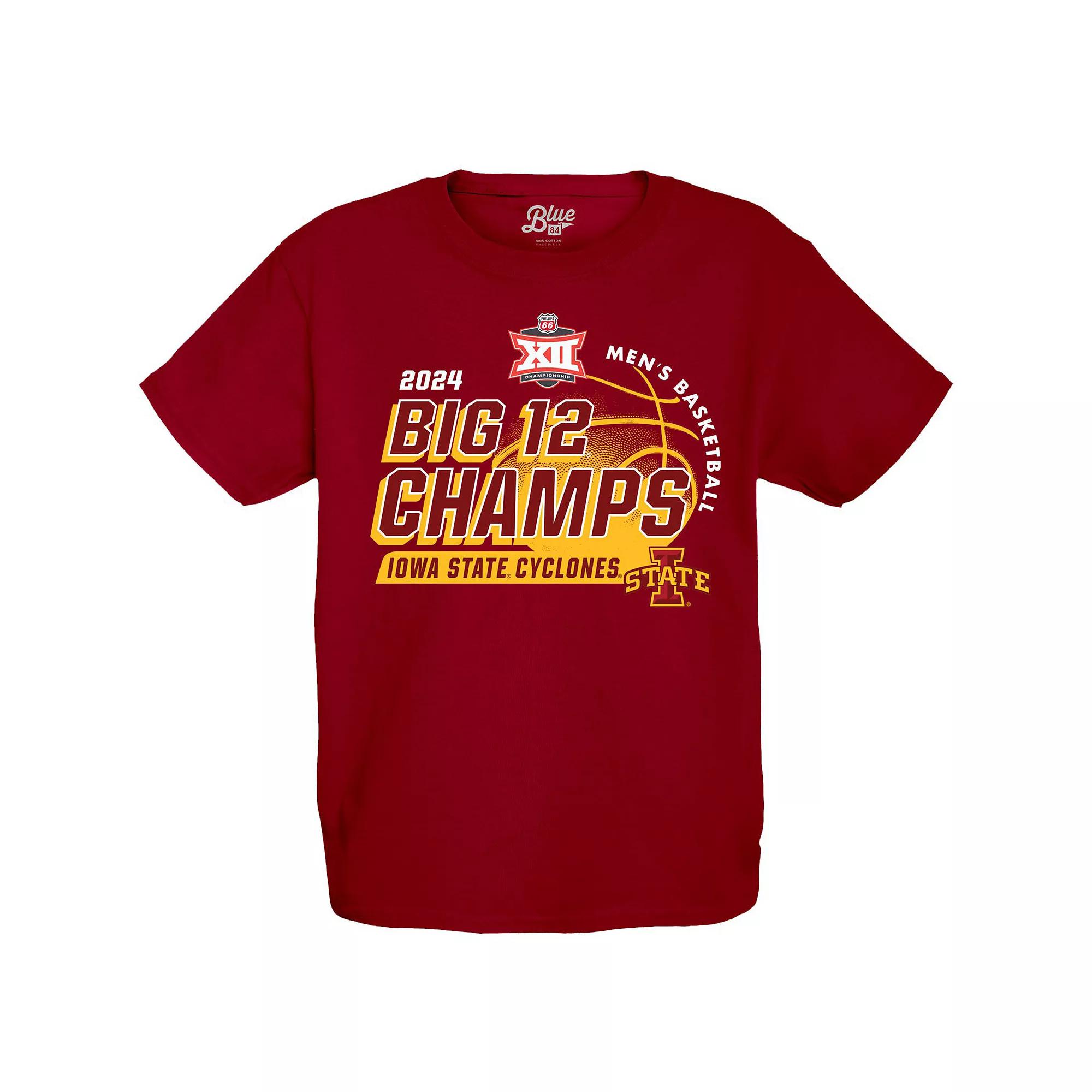 Youth Blue 84  Cardinal Iowa State Cyclones 2024 Big 12 Men's Basketball Conference Tournament Champions Locker Room T-Shirt, Boy's, Size: YTH Medium, Red Product Image