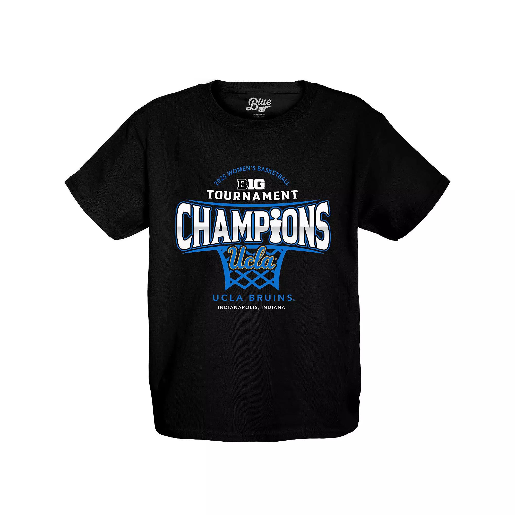 Youth Blue 84 Black UCLA Bruins 2025 Big Ten Women's Basketball Conference Tournament Champions Locker Room T-Shirt, Girl's, Size: YTH Large Product Image