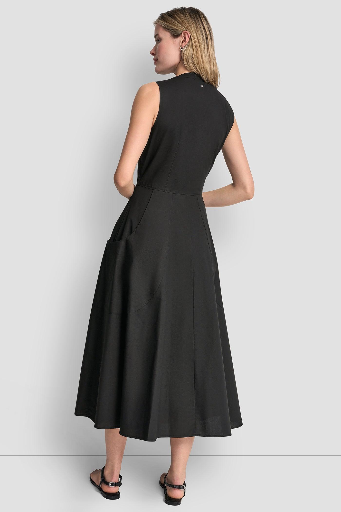 POPLIN V-NECK MIDI DRESS Product Image