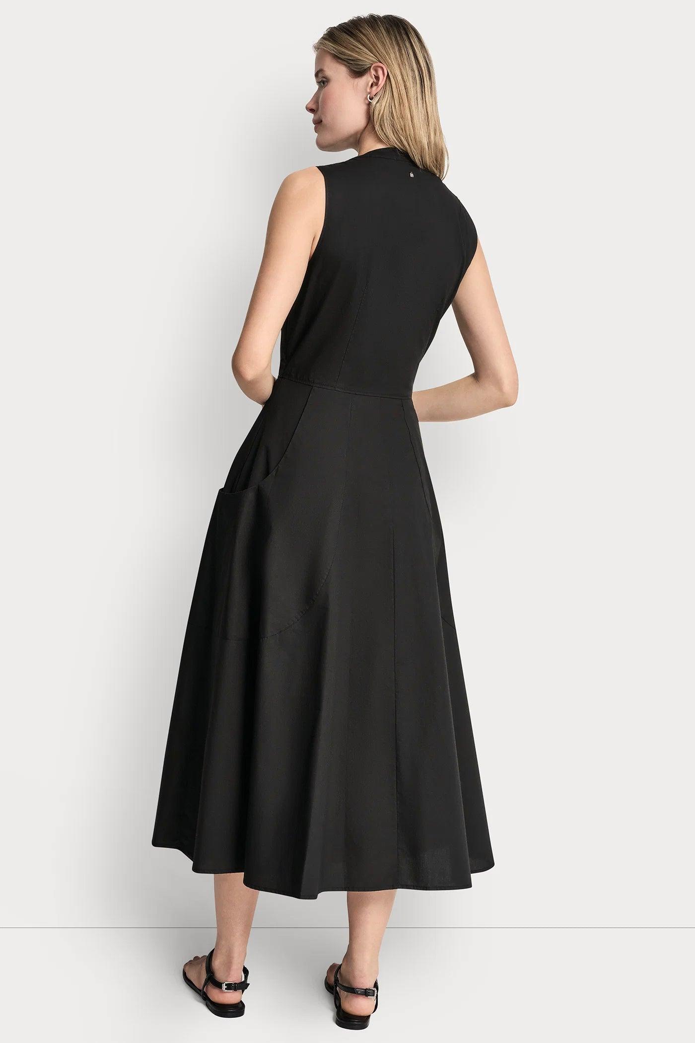 POPLIN V-NECK MIDI DRESS Product Image